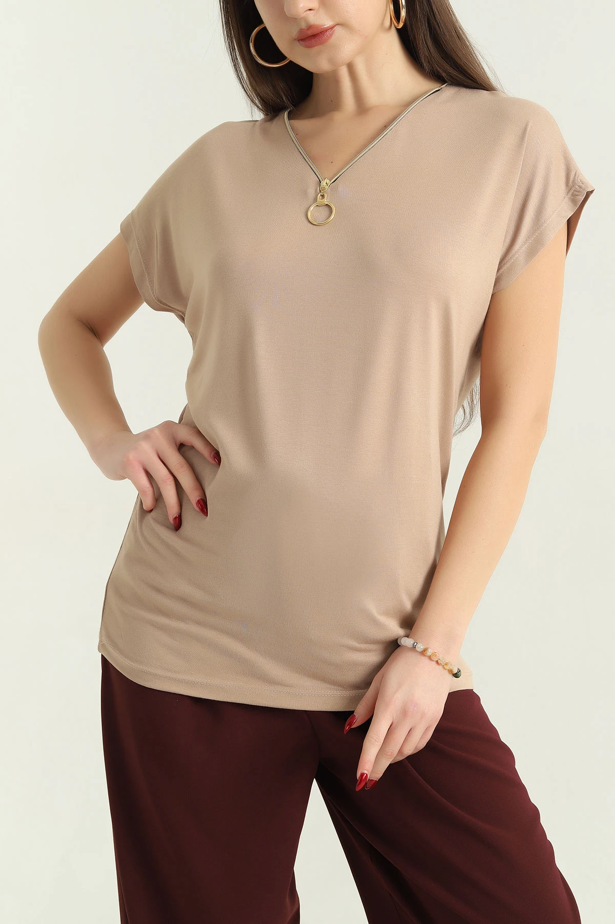 Vizon Fermuarlı Viskon Bluz 335659