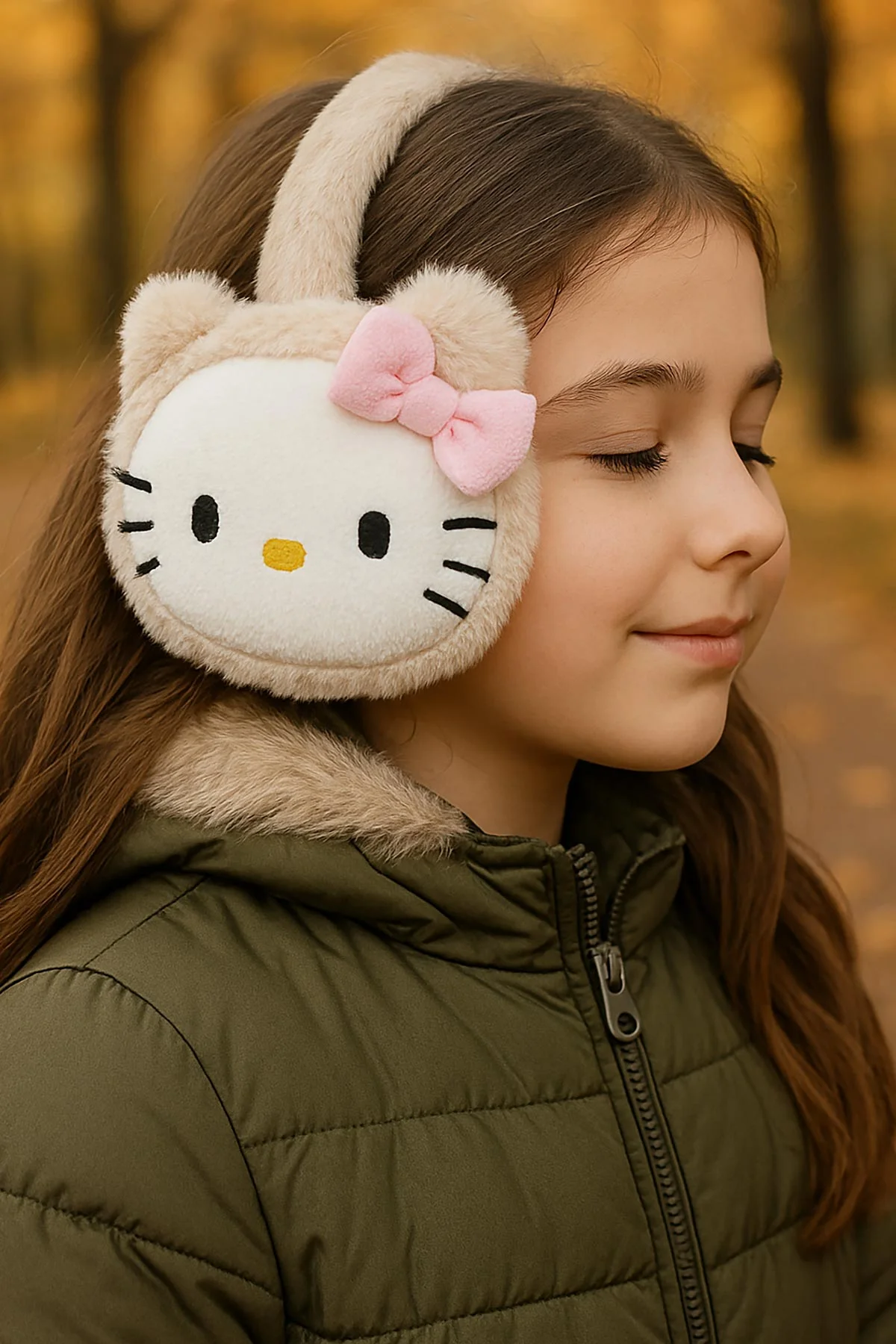 Vizon Fiyonklu Kedicik Nakışlı Peluş Çocuk Kulaklık 410848