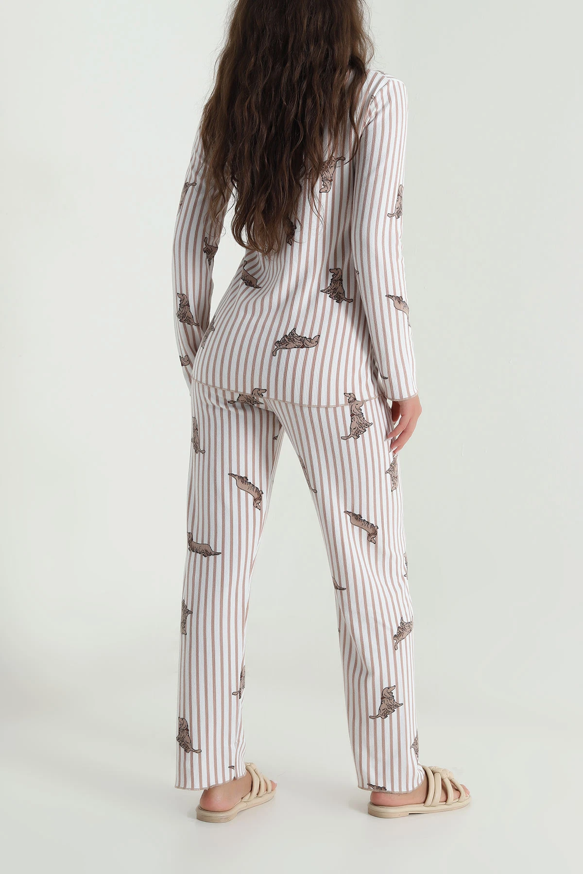 Vizon Fiyonklu Waffele Kadın Pijama Takımı 488904