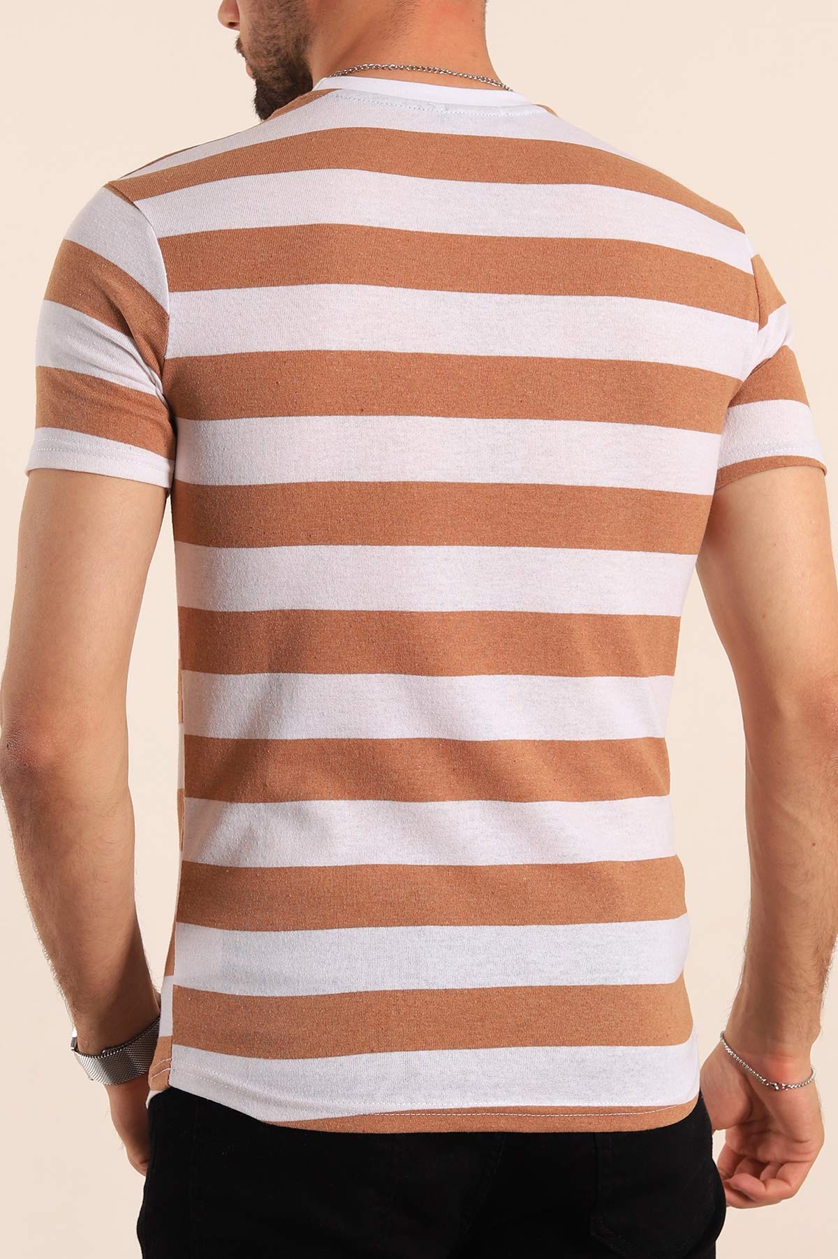 Vizon Geniş Çizgili Regular Fit Erkek Tişört 189822