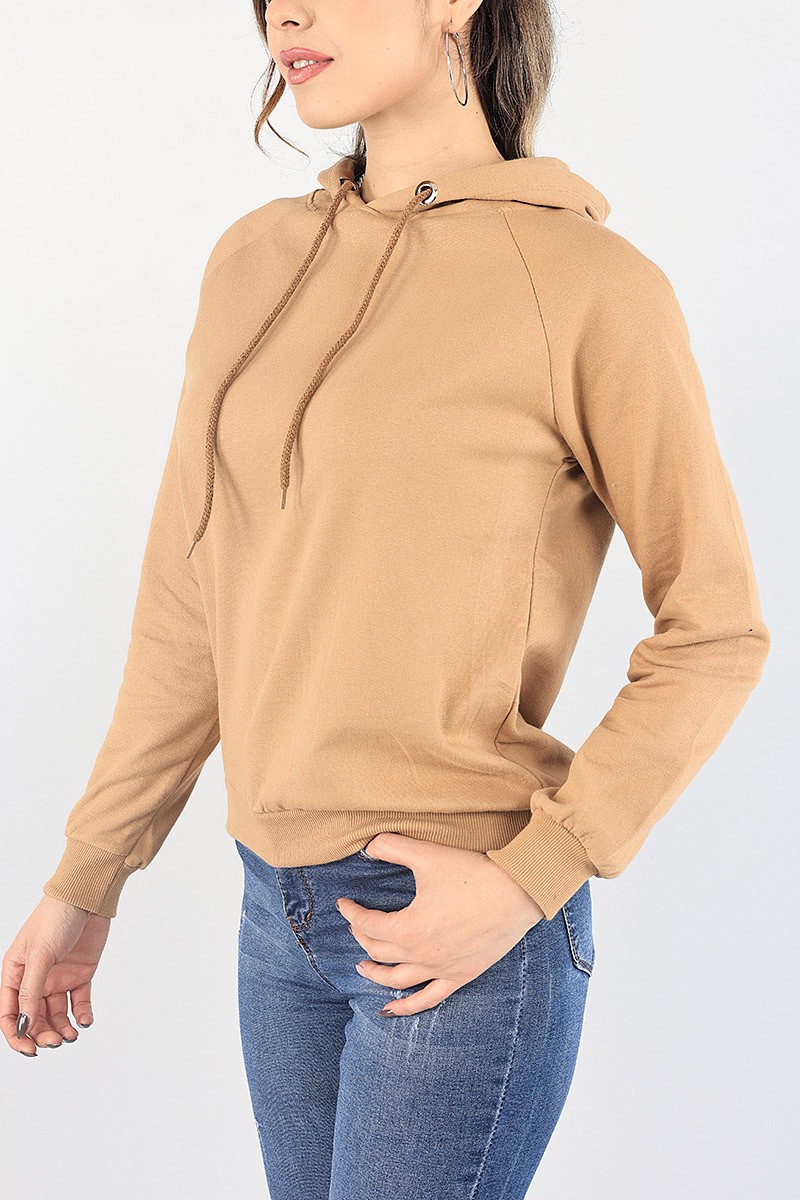 Vizon İçi Şardonlu Kapüşonlu Bayan Sweat 87749