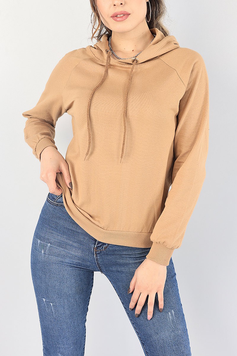 Vizon İçi Şardonlu Kapüşonlu Bayan Sweat 87749