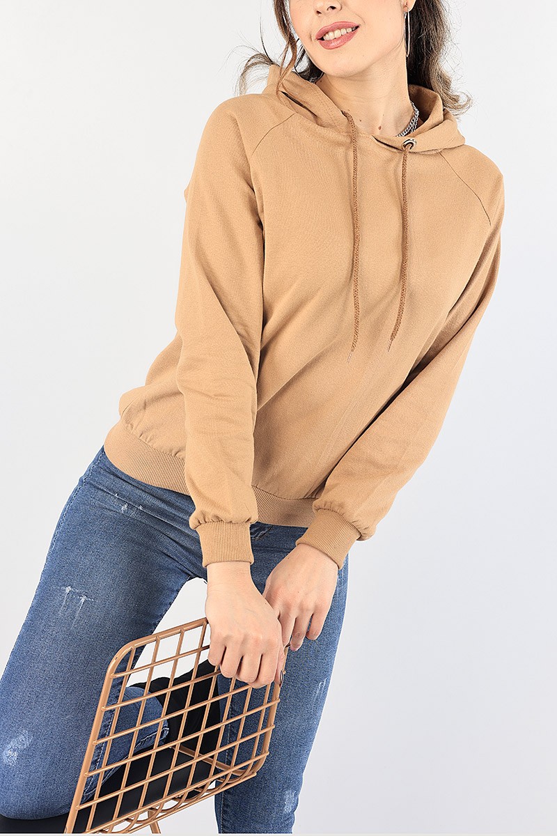Vizon İçi Şardonlu Kapüşonlu Bayan Sweat 87749