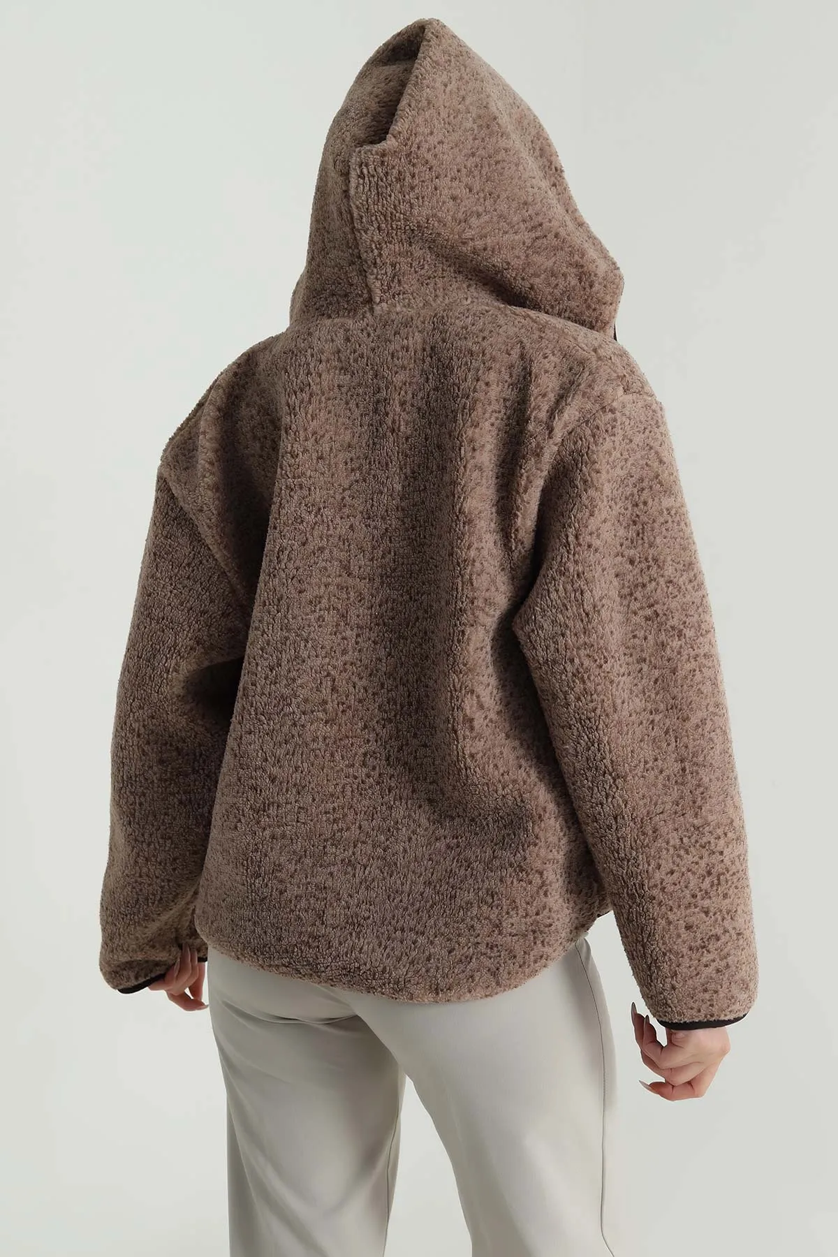 Vizon Kapşonlu Teddy Kadın Mont 488791