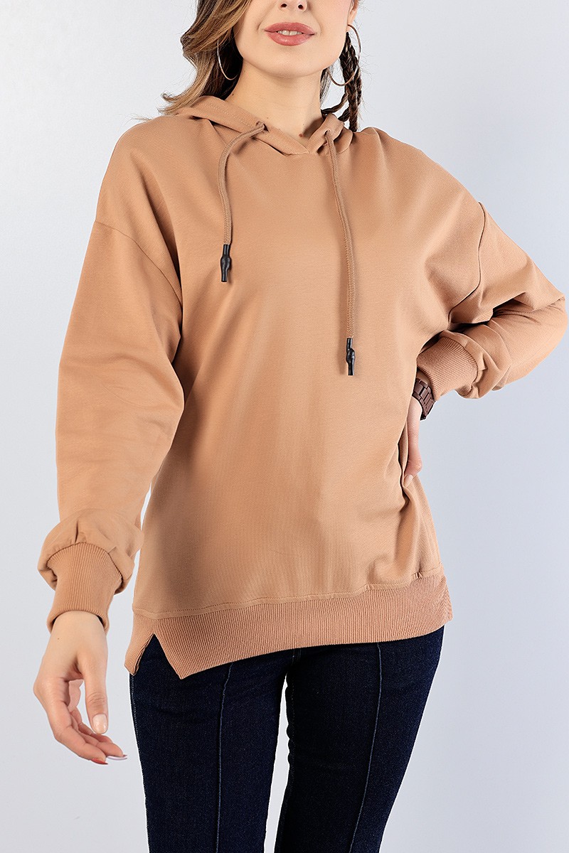 Vizon Kapüşonlu Likralı Bayan Sweat 81194