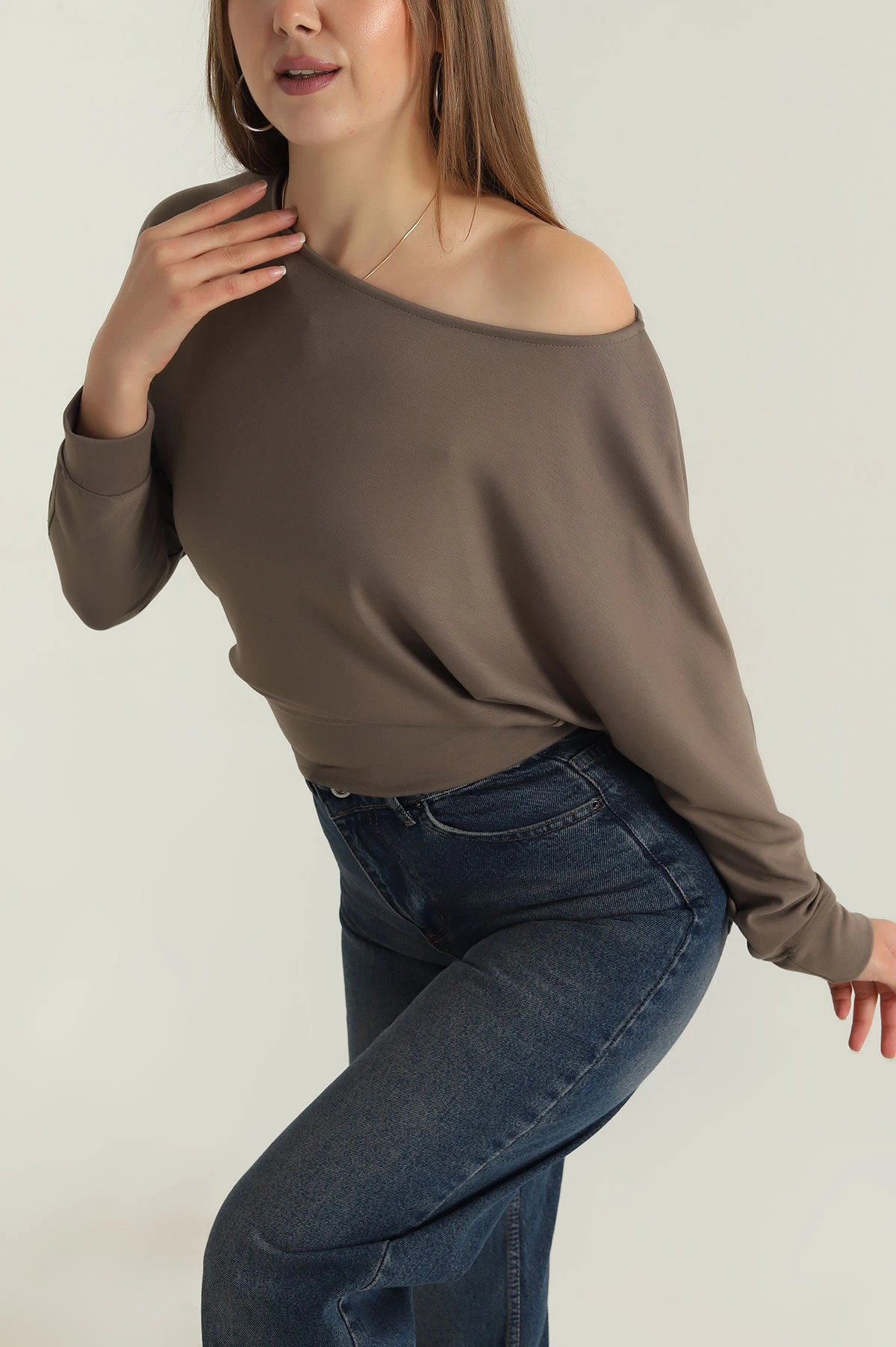 Vizon Kayık Yaka Modal Kadın Bluz 409799