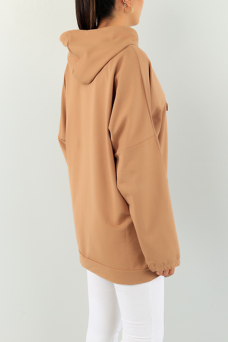 Vizon Kedi Nakışlı Sweat Tunik 74642