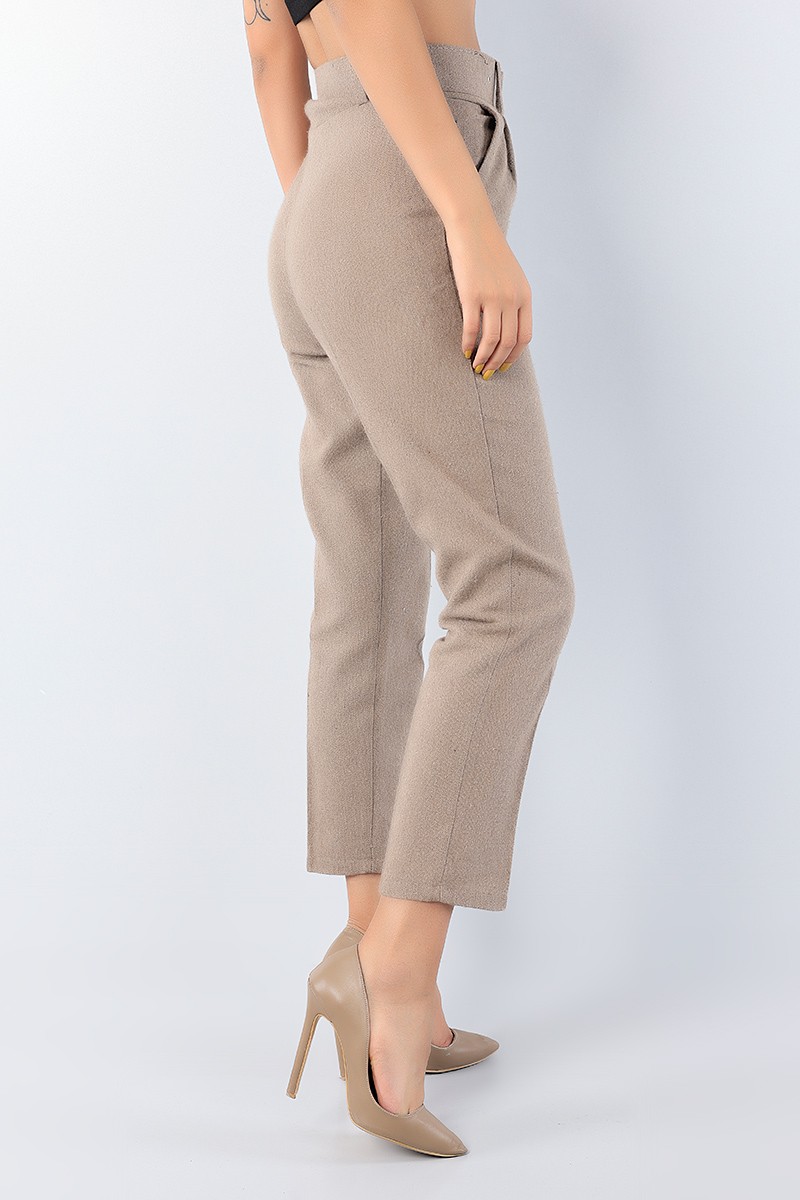 Vizon Kemerli Bayan Kaşmir Pantolon 75698