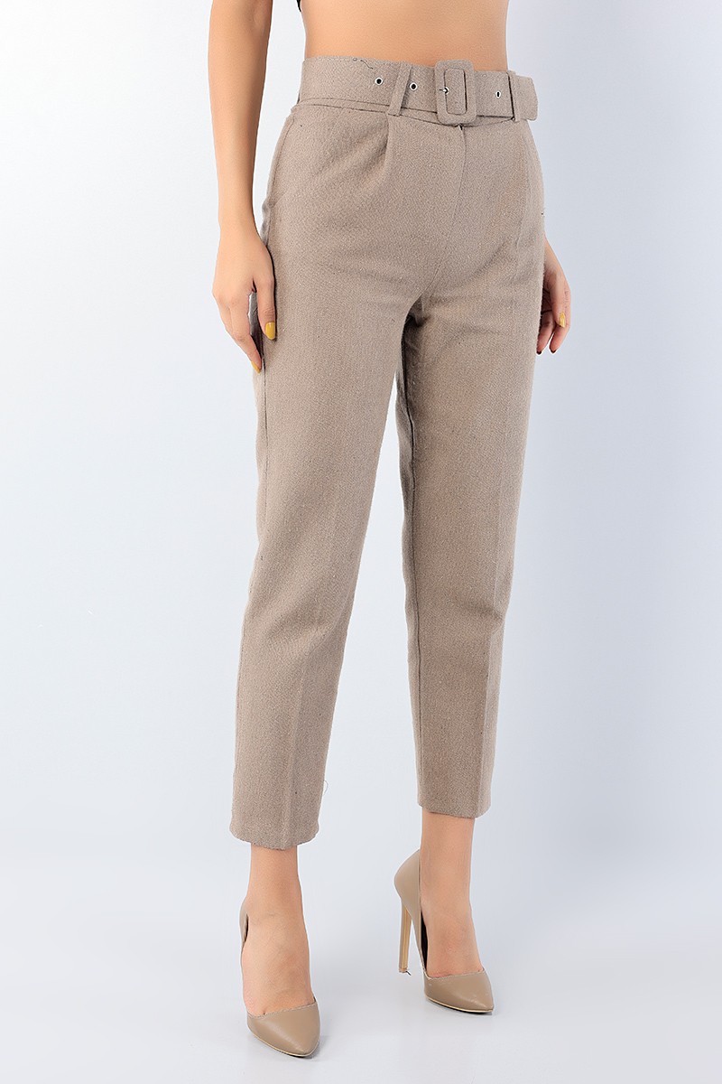 Vizon Kemerli Bayan Kaşmir Pantolon 75698
