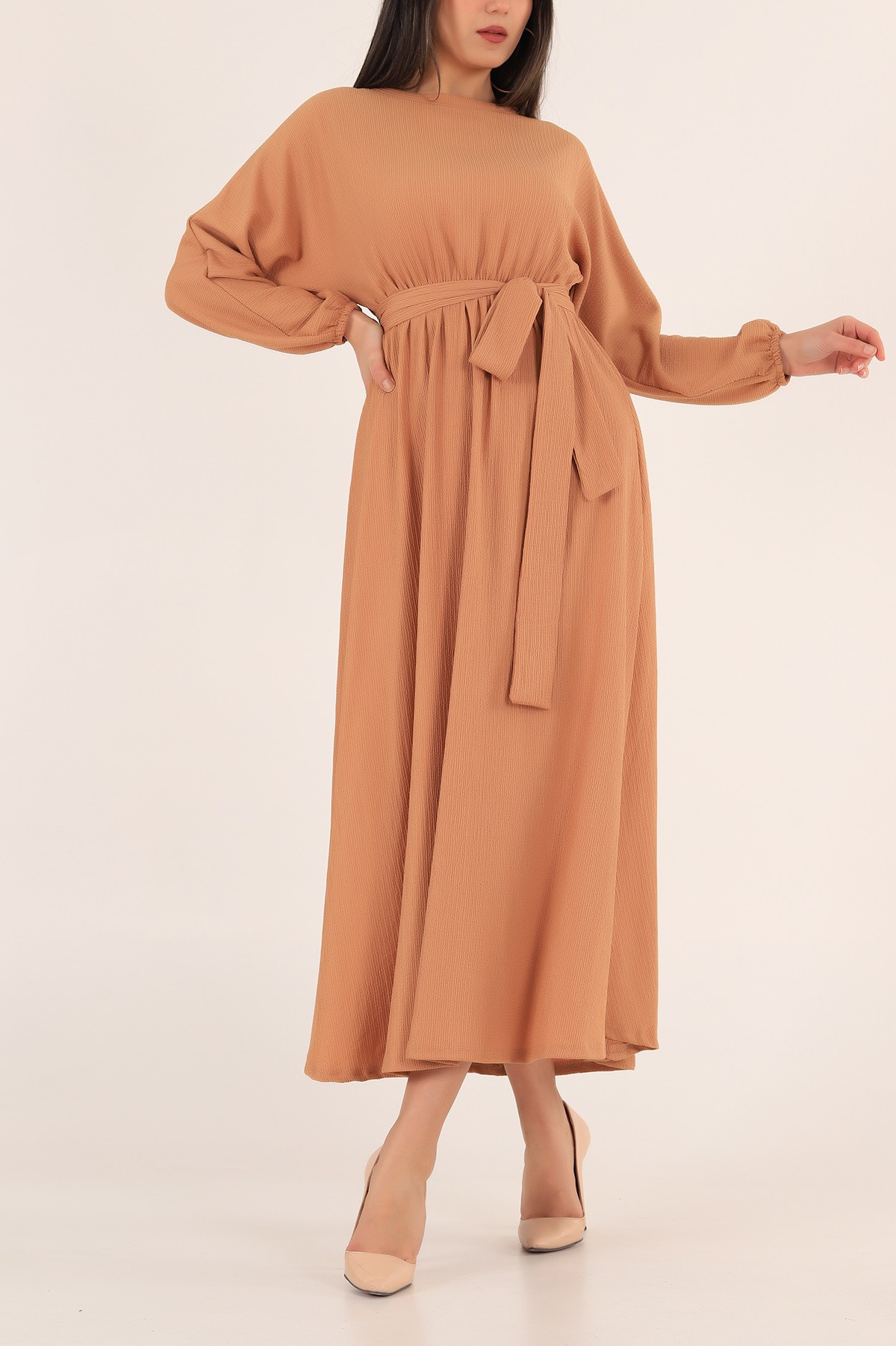 Vizon Krinkıl Kumaş Mevlana Elbise 167255