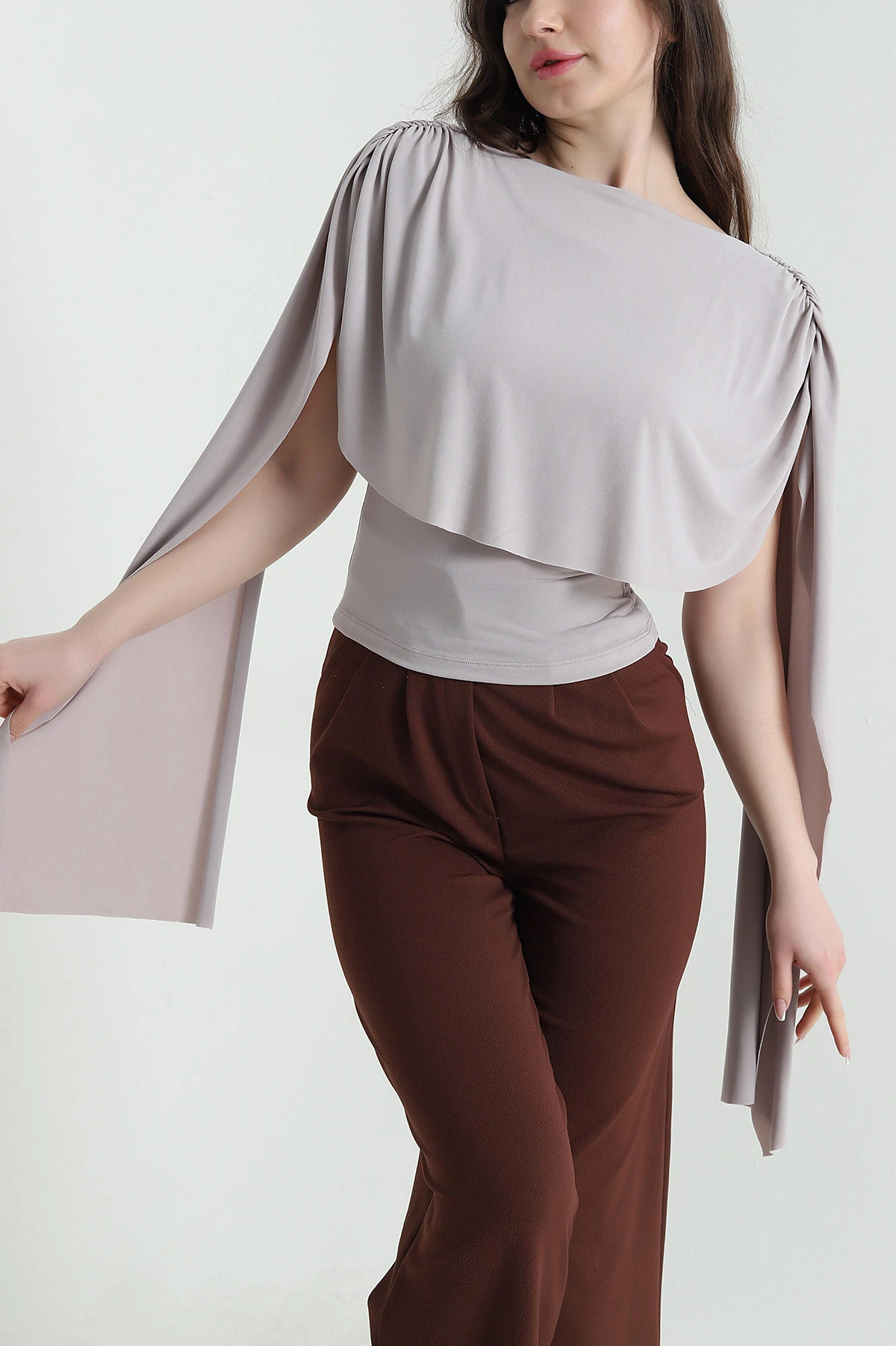 Vizon Likralı Sandy Kolsuz Kadın Bluz 453640