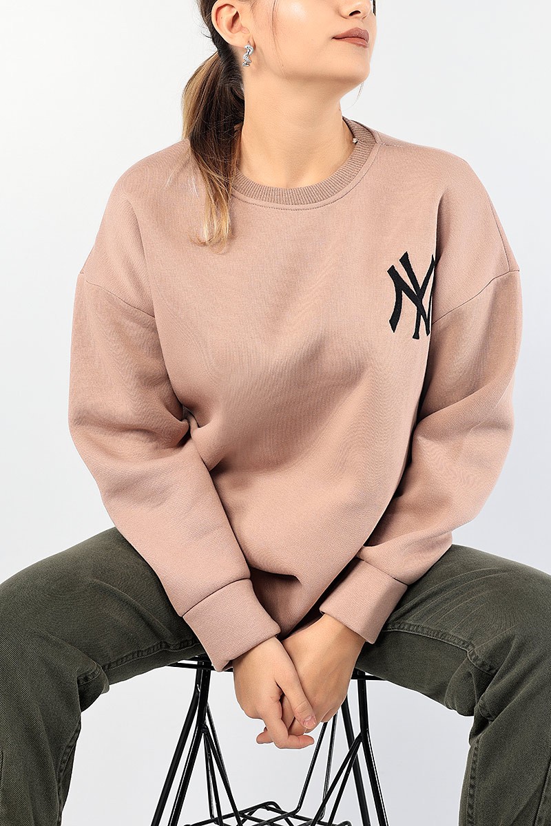 Vizon Nakışlı Bayan Şardonlu Sweat 85042