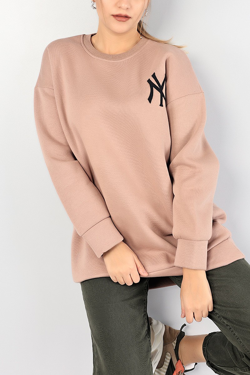 Vizon Nakışlı Bayan Şardonlu Sweat 85042