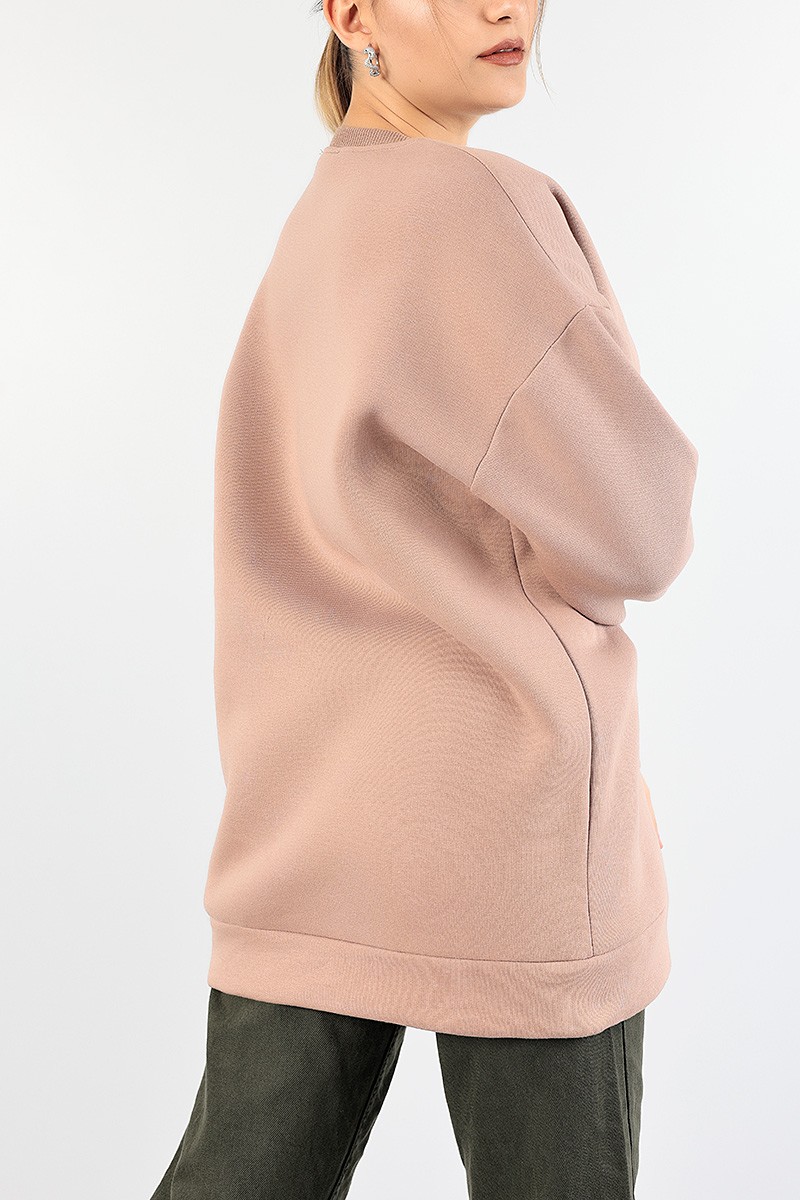 Vizon Nakışlı Bayan Şardonlu Sweat 85042