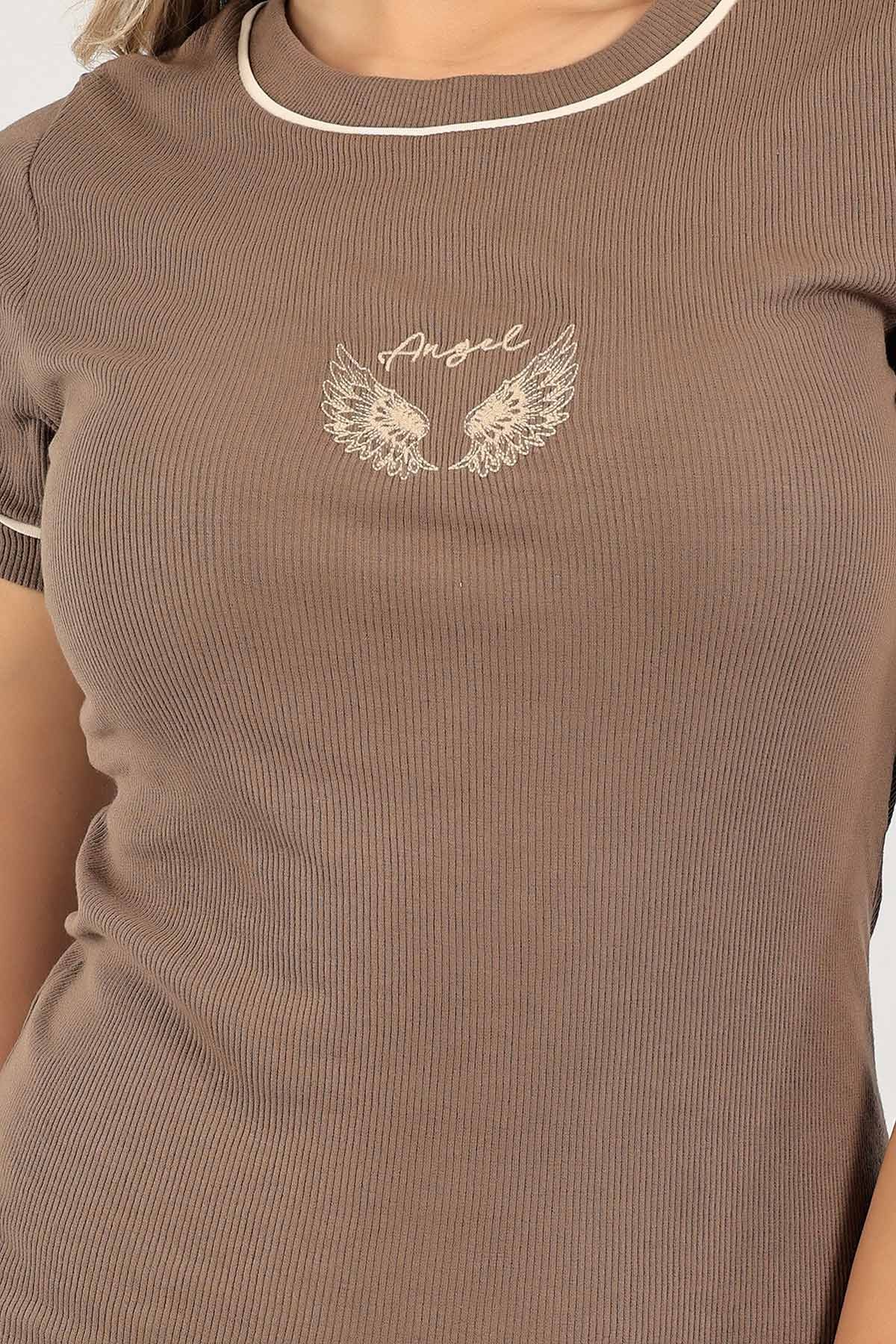Vizon Nakışlı Fitilli Likralı Elbise 118366