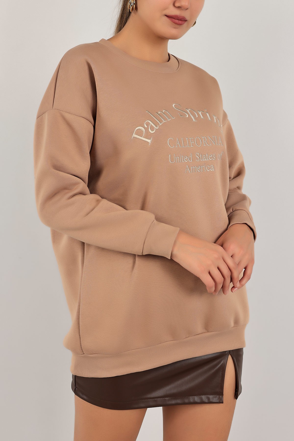 Vizon Nakışlı İçi Şardonlu Bayan Sweat 142970