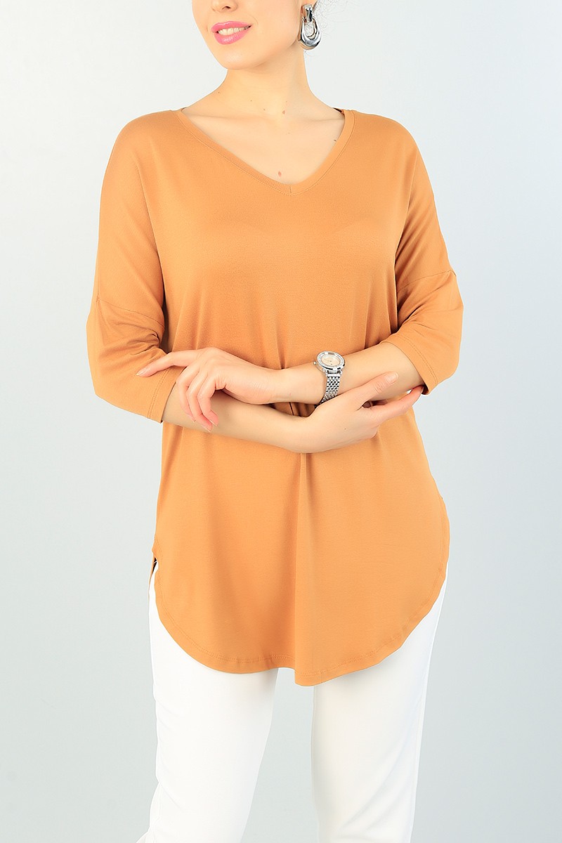 Vizon Oval Kesim Yırtmaçlı Bluz 64660