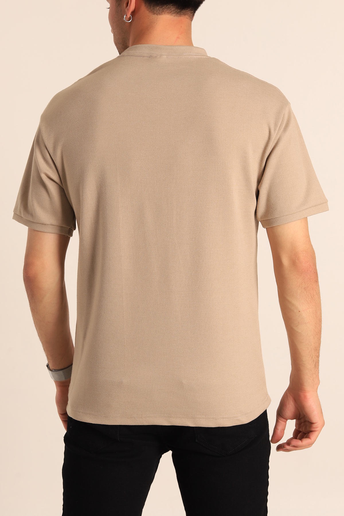 Vizon Oversize Kabartma Yazılı Dikişli Erkek Tişört 181821