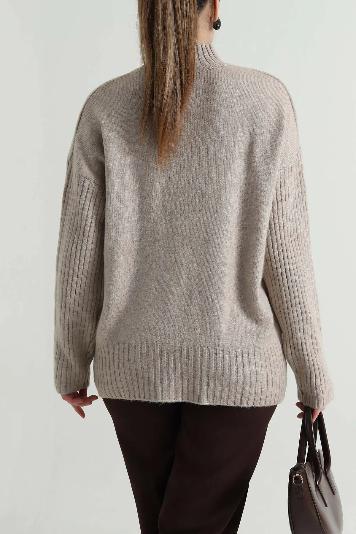 Vizon Oversize Kadın Triko Kazak 496029