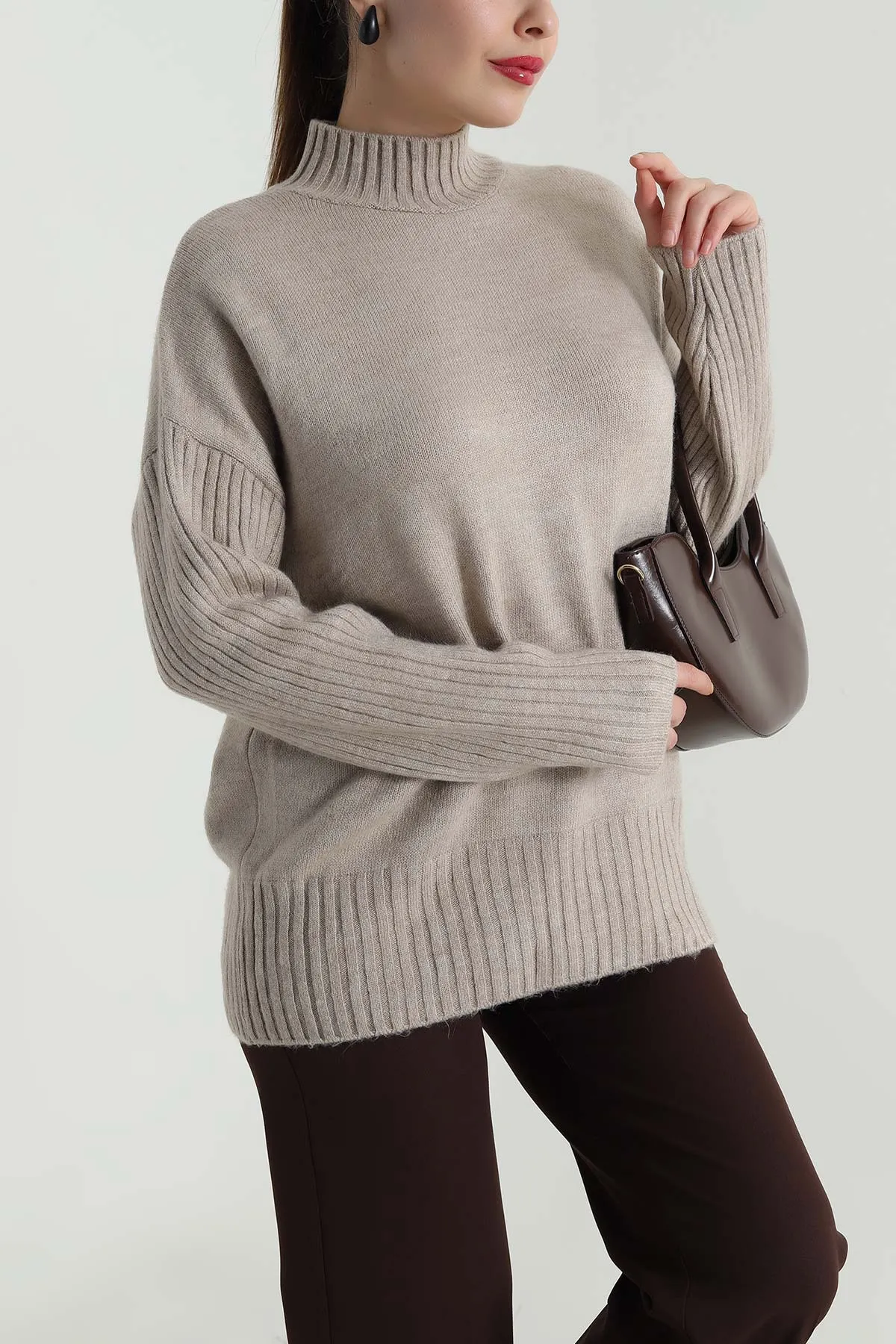 Vizon Oversize Kadın Triko Kazak 496029