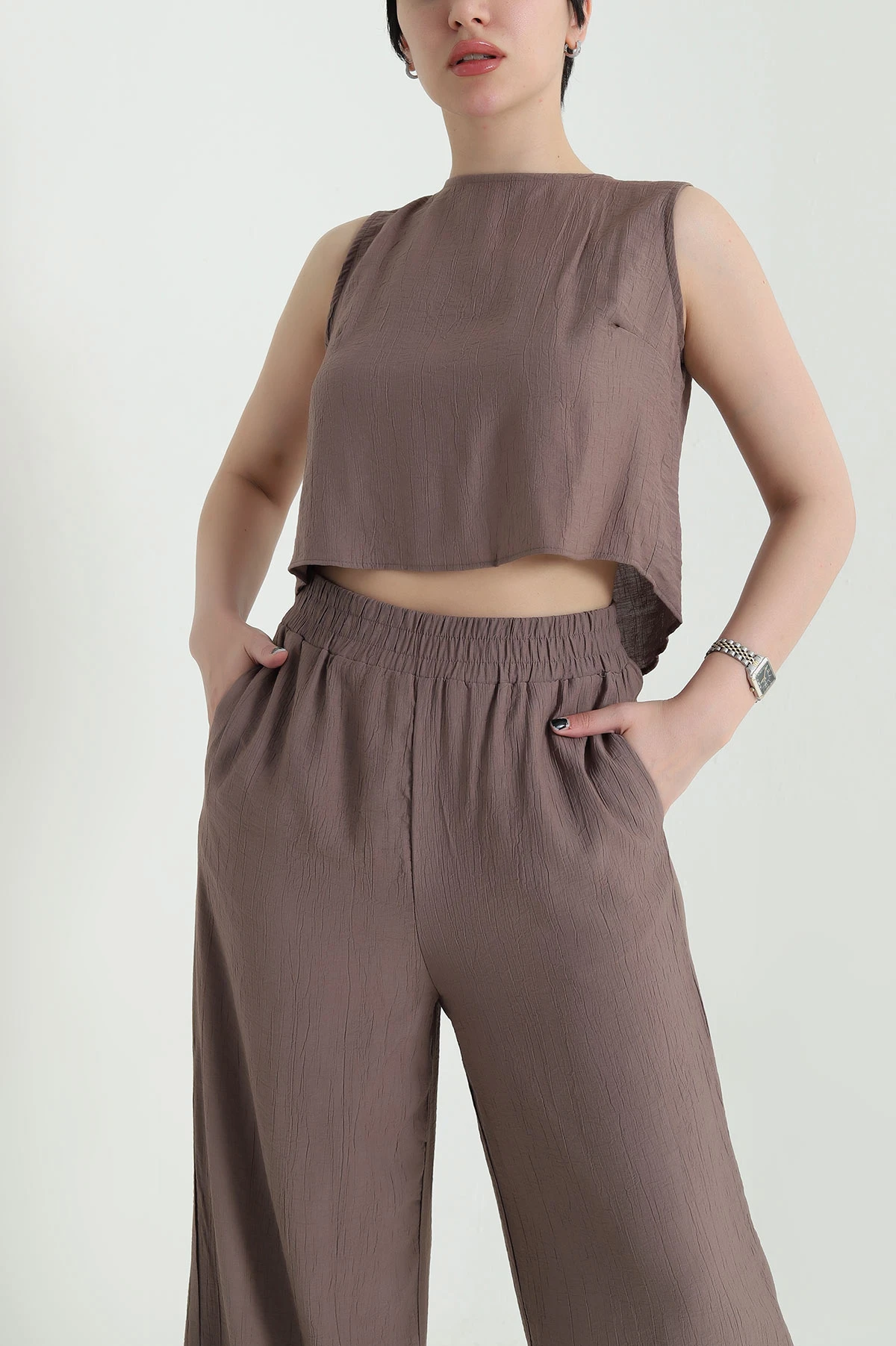 Vizon Pantolon Bluz Kadın Çilek İkili Takım 454782
