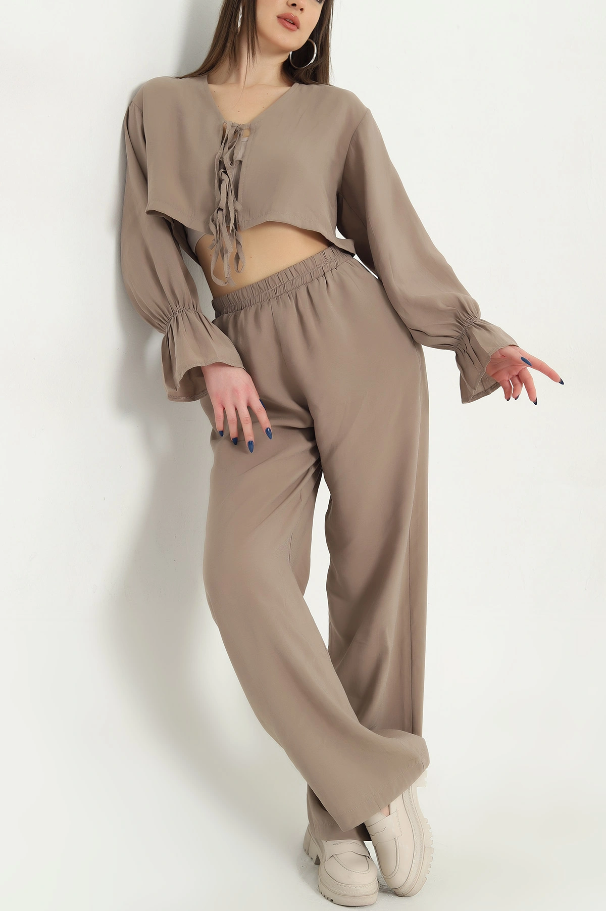 Vizon Pantolon Bluz Tensel Bayan İkili Takım 337616
