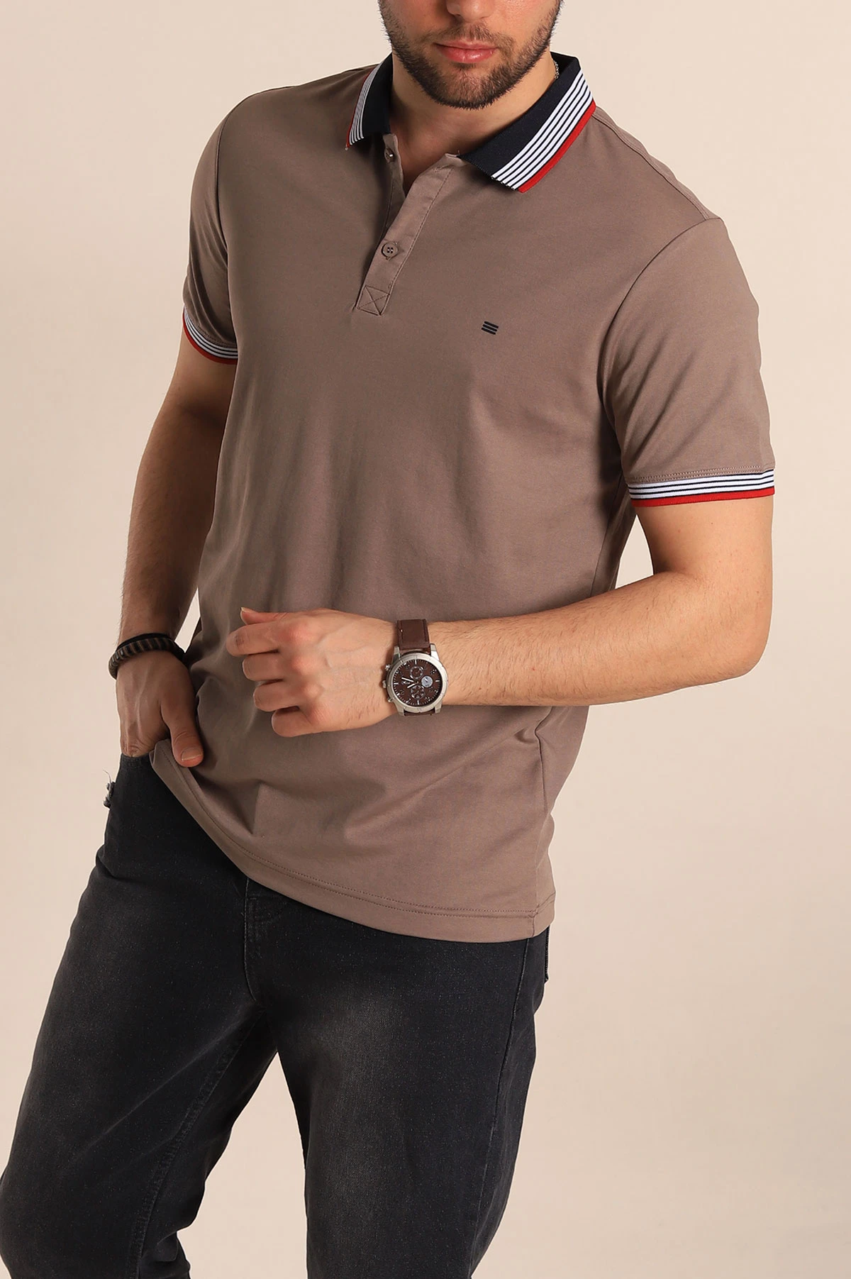 Vizon Regular Fit Desenli Polo Yakalı Erkek Tişört 263265