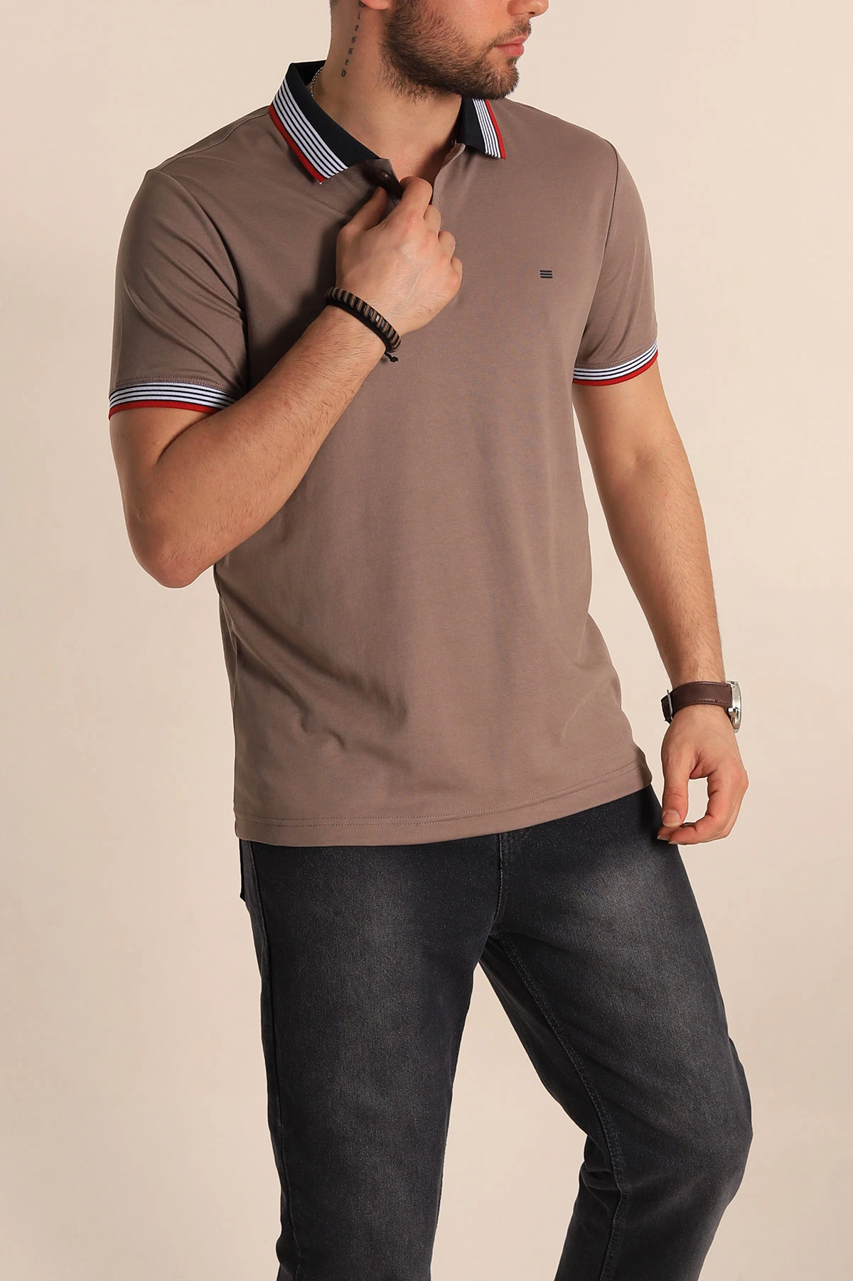 Vizon Regular Fit Desenli Polo Yakalı Erkek Tişört 263265