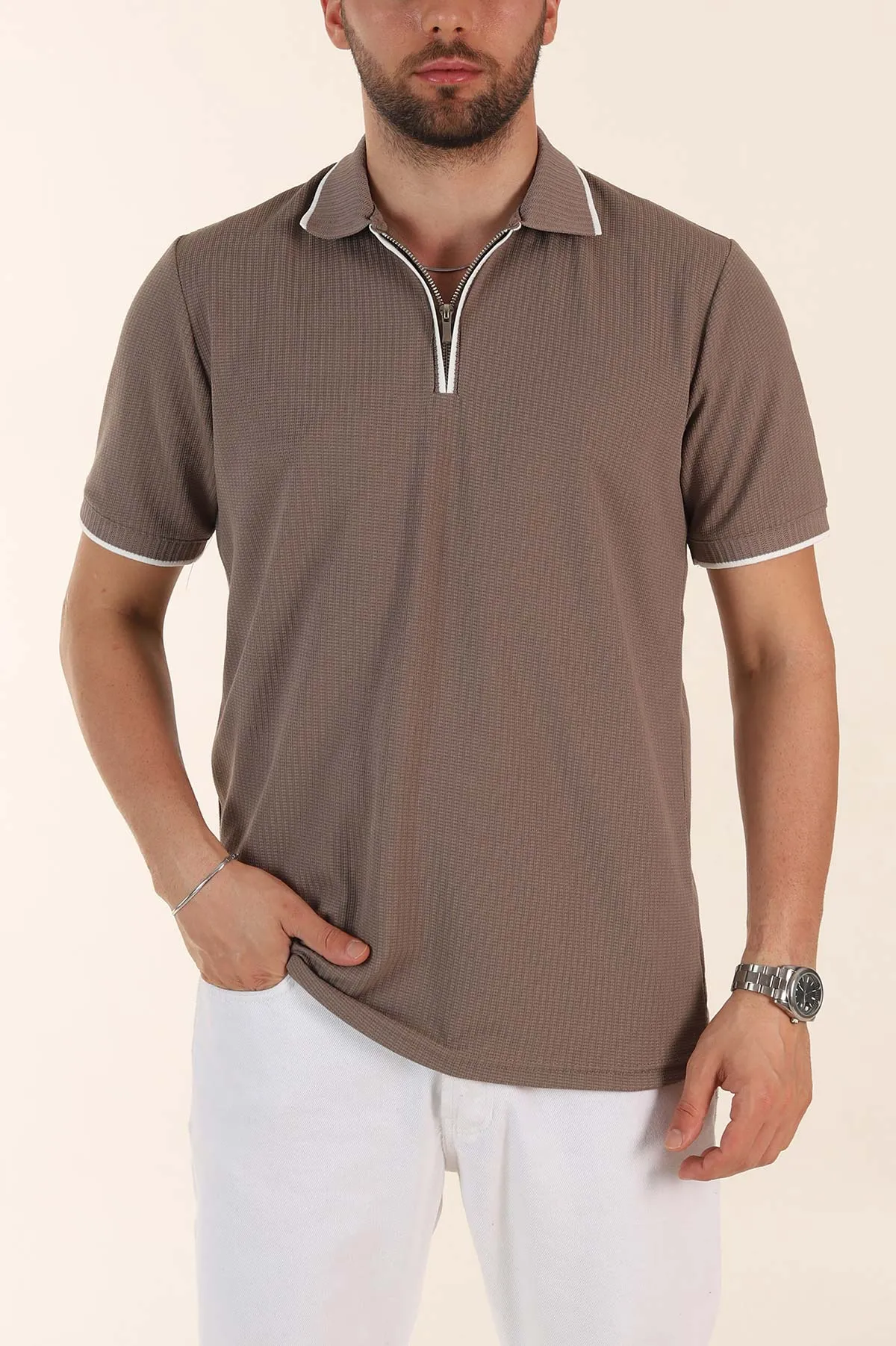 Vizon Regular Fit Dokulu Polo Yaka Erkek Triko Tişört 369372