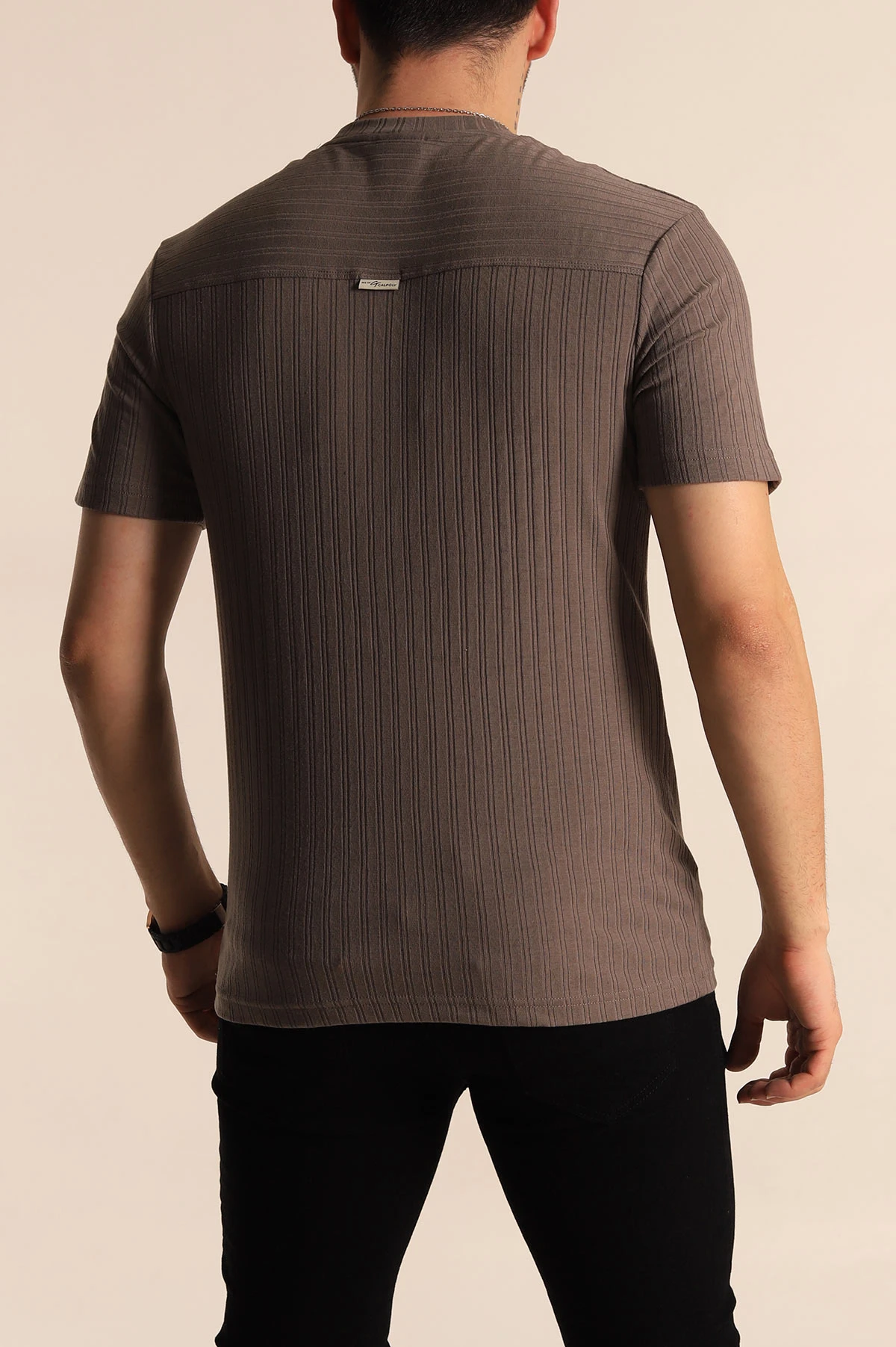 Vizon Regular Fit Jakarlı Çizgi Dokulu Erkek Tişört 260479