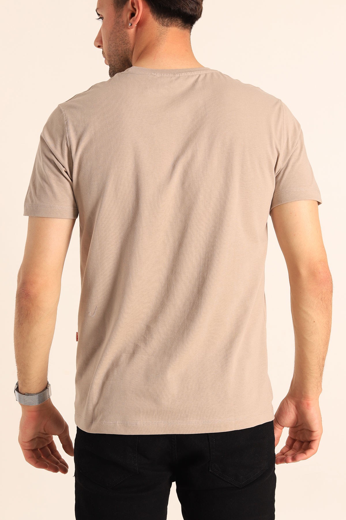 Vizon Regular Fit Kabartma Yazı Detay Erkek Tişört 182230