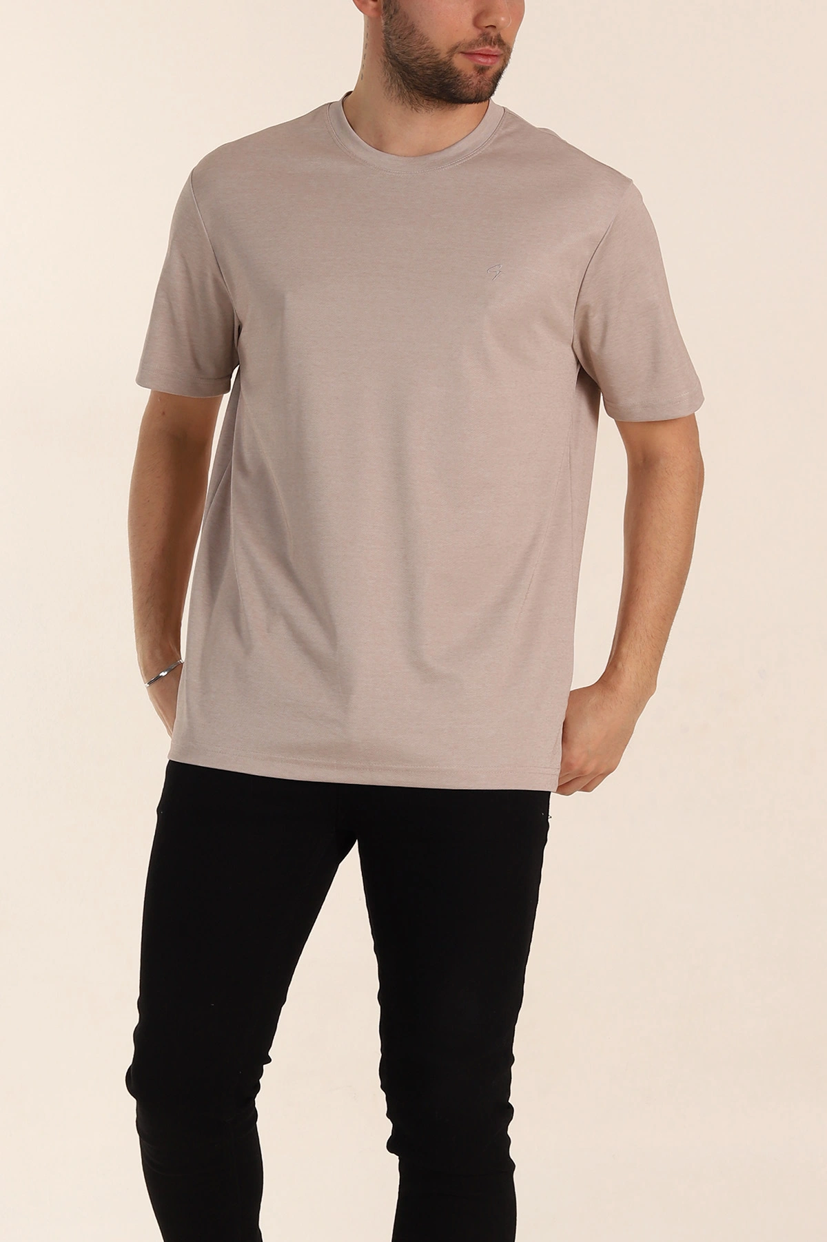 Vizon Regular Fit Nakış Logo Detaylı Basic Erkek Tişört 338455