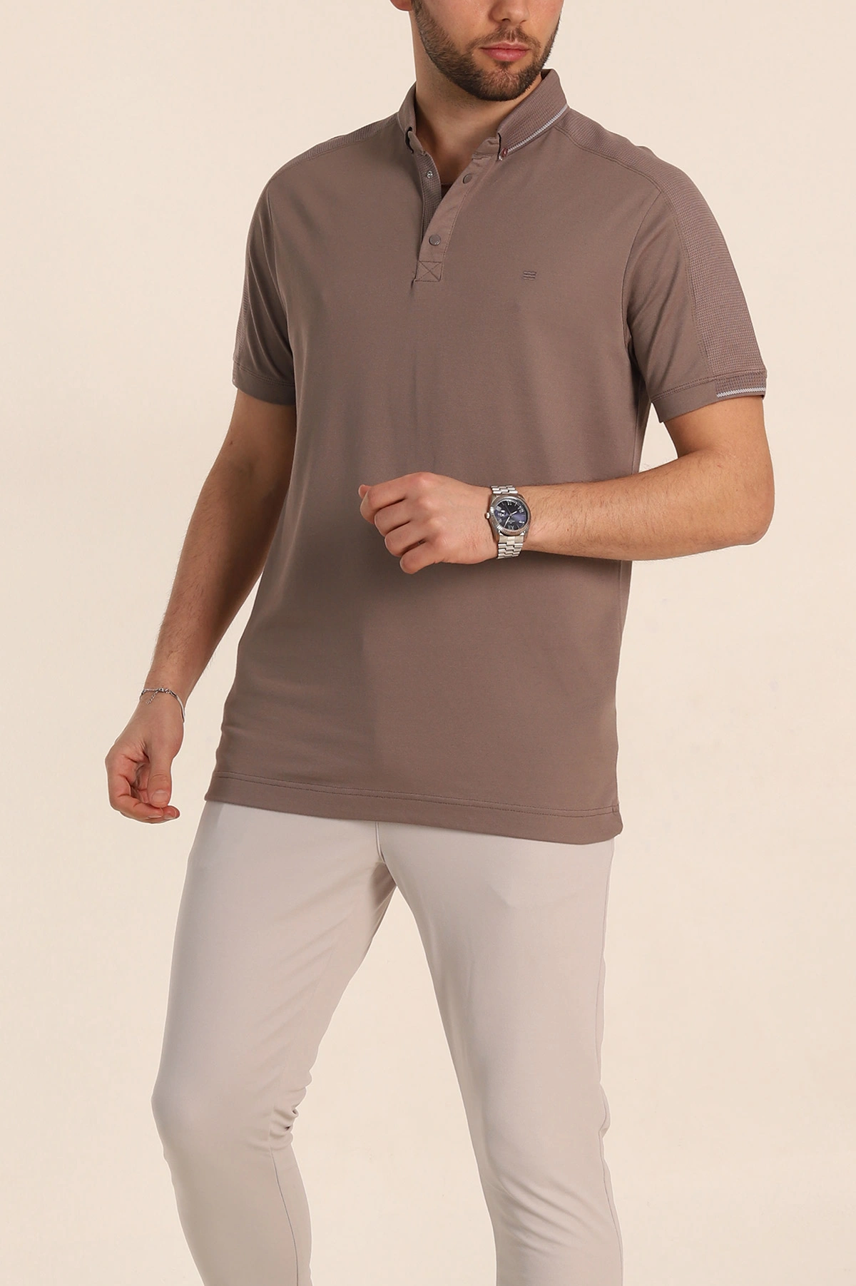 Vizon Regular Fit Parçalı Polo Yaka Erkek Tişört 346729
