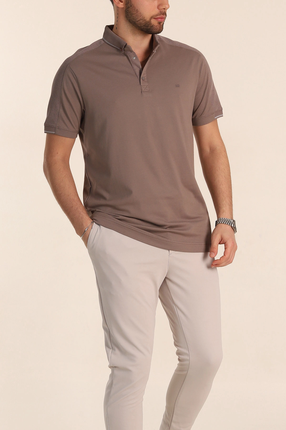 Vizon Regular Fit Parçalı Polo Yaka Erkek Tişört 346729