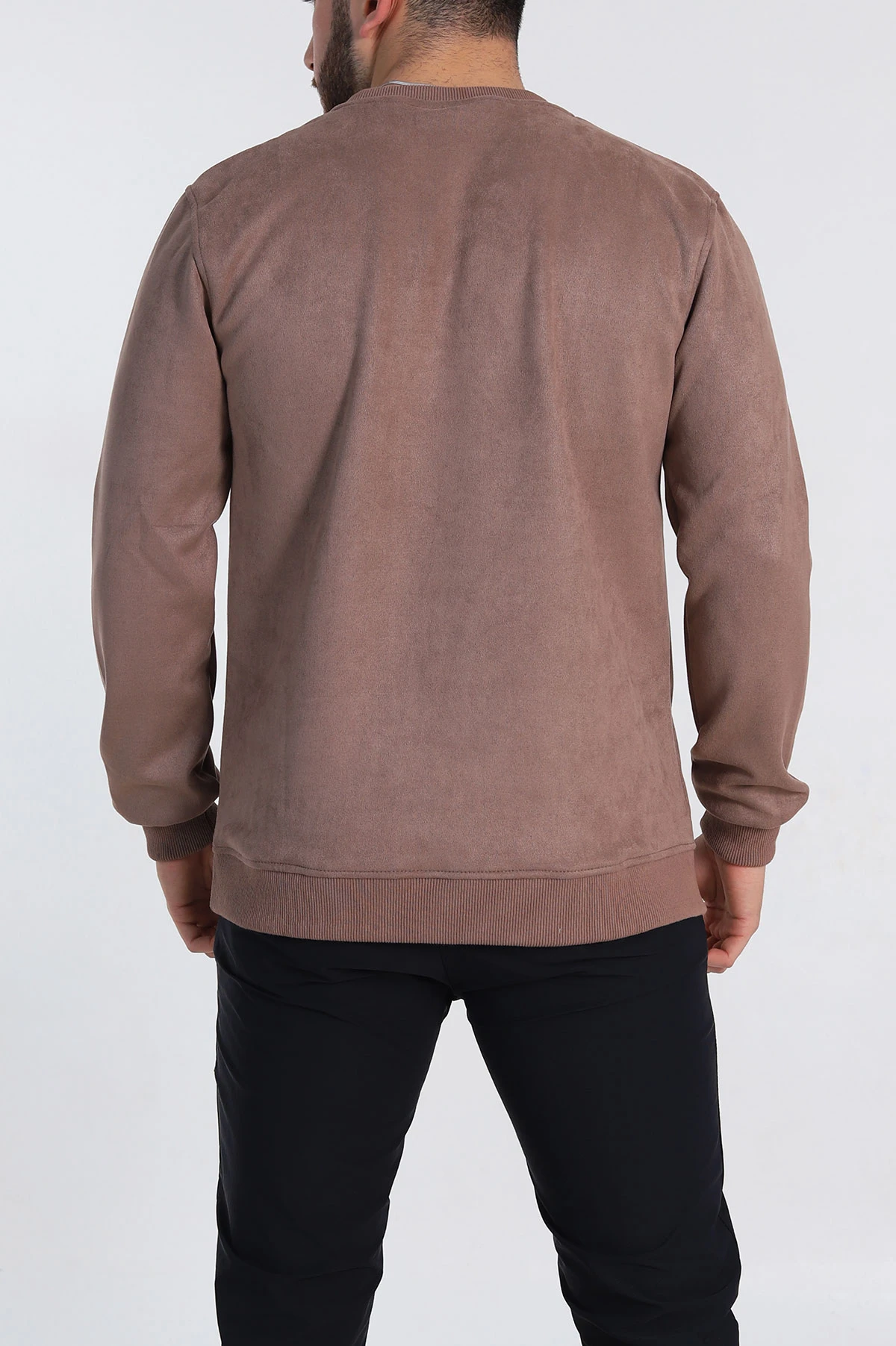 Vizon Regular Fit Süet Kabartma Yazı Detaylı Erkek Sweatshirt 305860