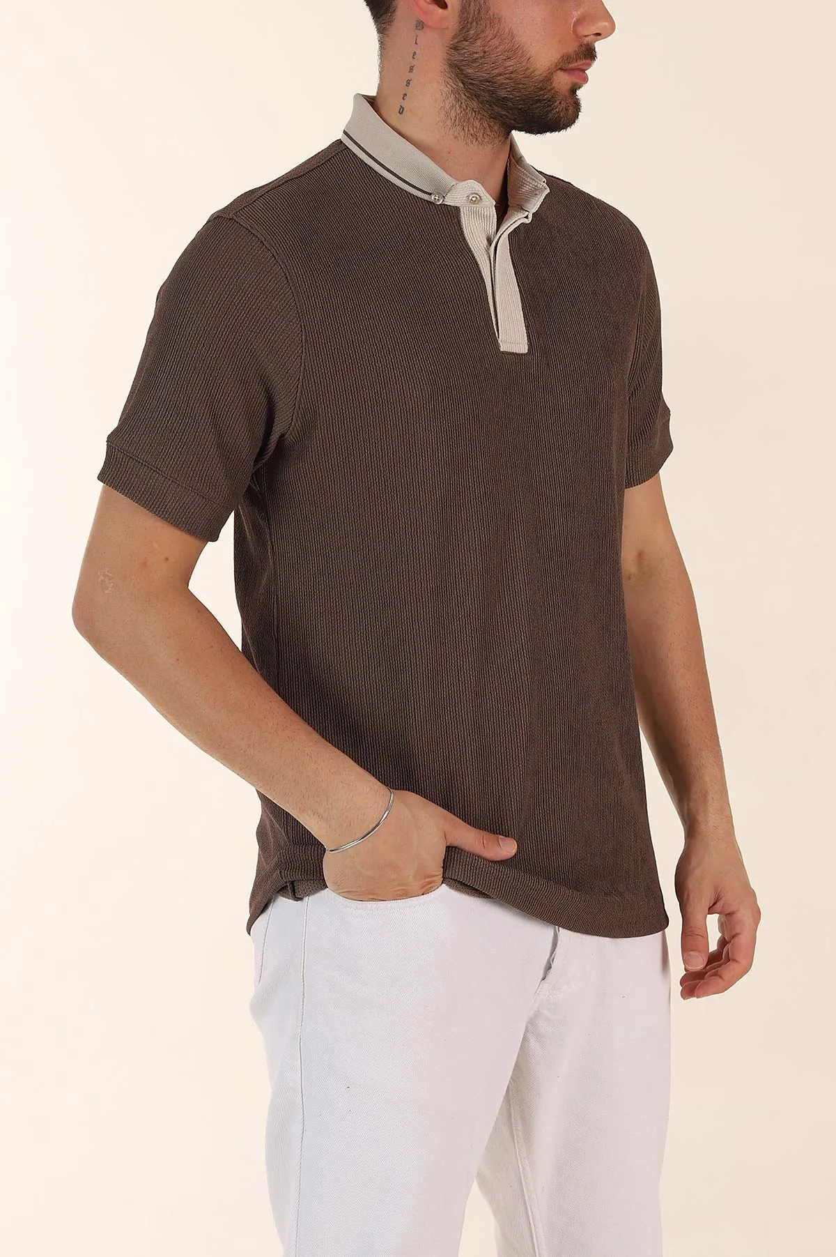 Vizon Relaxed Fit Gizi Düğmeli Polo Yaka Erkek Tişört 370272