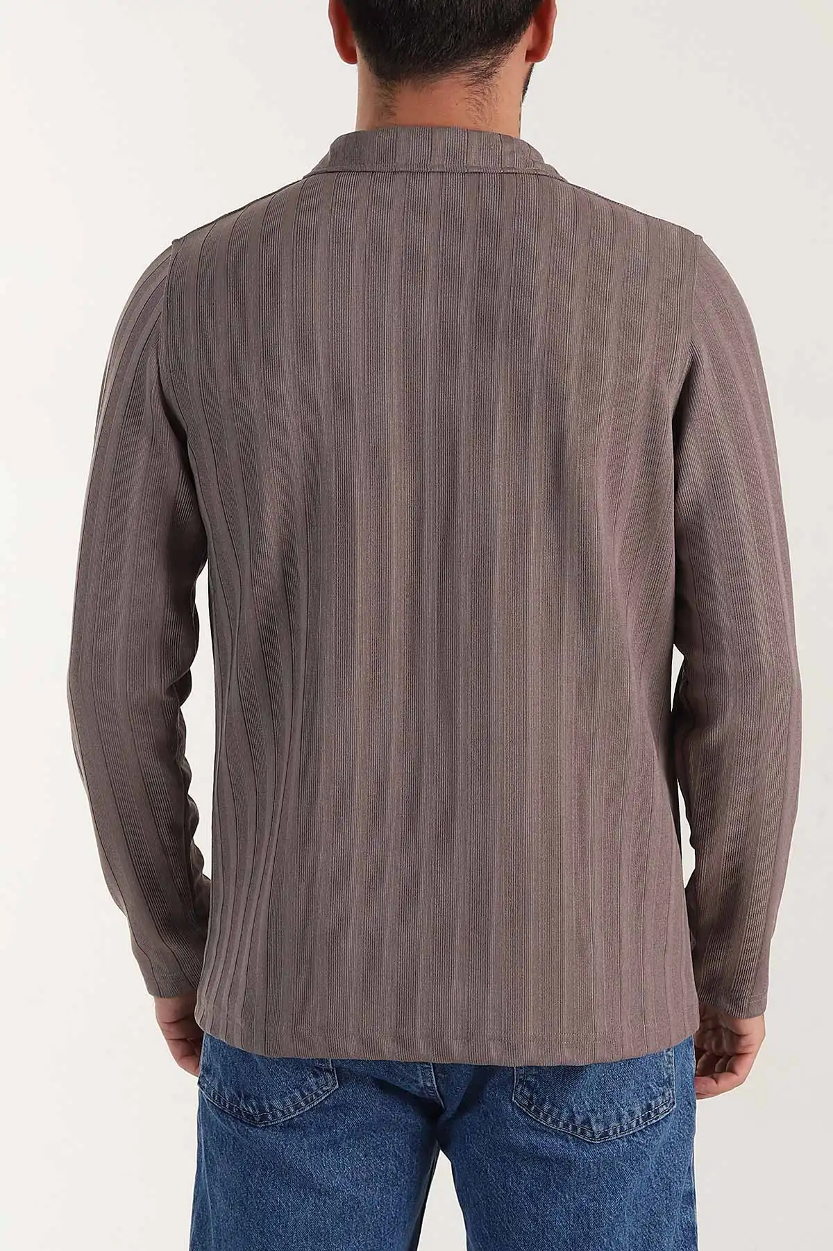 Vizon Relaxed Fit Jakarlı Kumaş Yazı Detay Polo Yaka Erkek Sweatshirt 399383