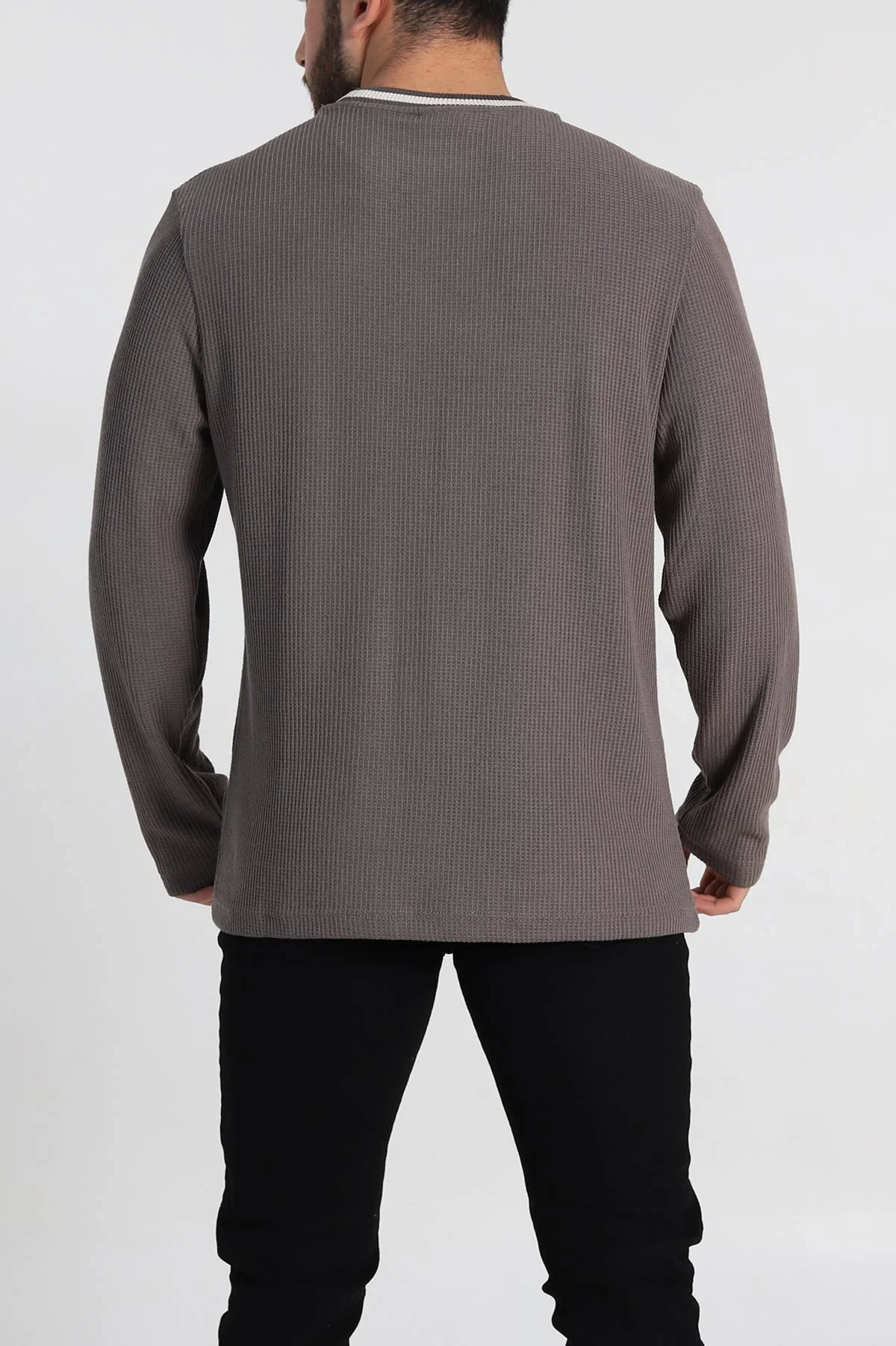 Vizon Relaxed Fit Jakarlı Pike Dokulu Erkek İnce Sweatshirt 322367