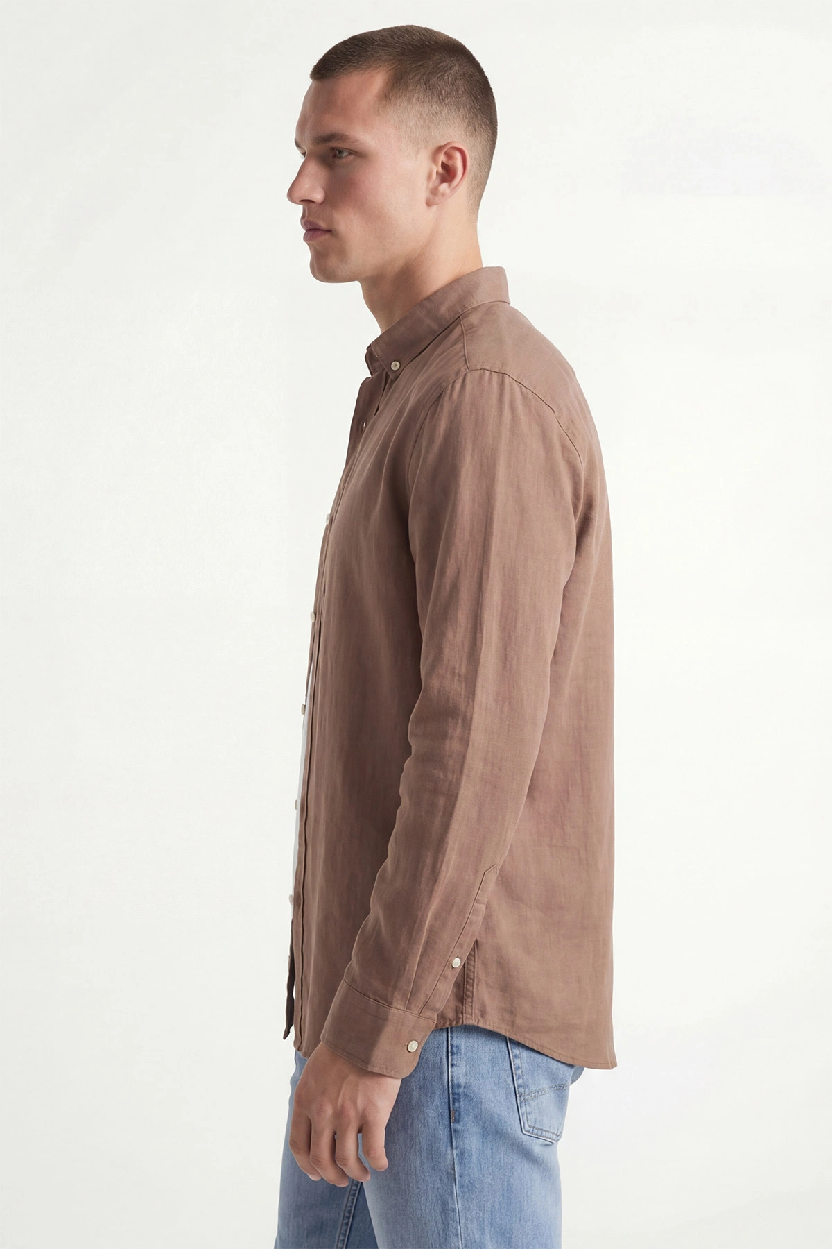 Vizon Relaxed Fit Keten Ata Yaka Erkek Gömlek 435844