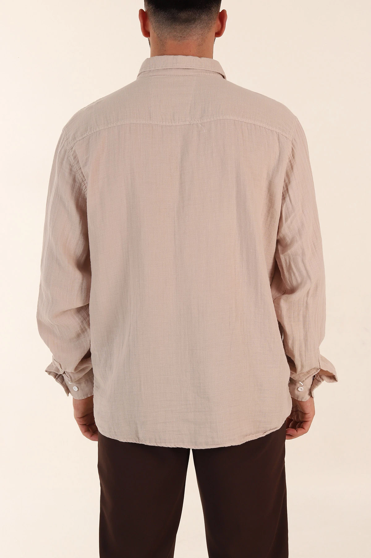 Vizon Relaxed Fit Müslin Keten Ata Yaka Erkek Gömlek 371306