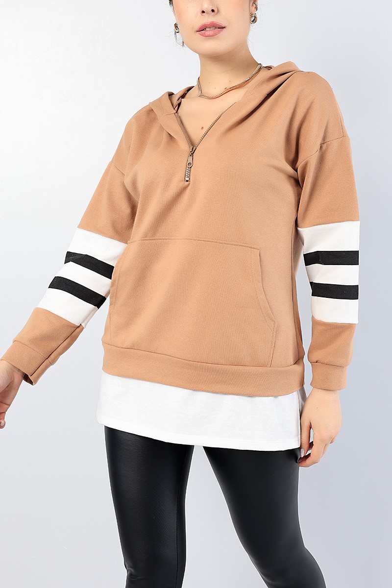 Vizon Sırt Baskılı Bayan Garnili Sweat 76495