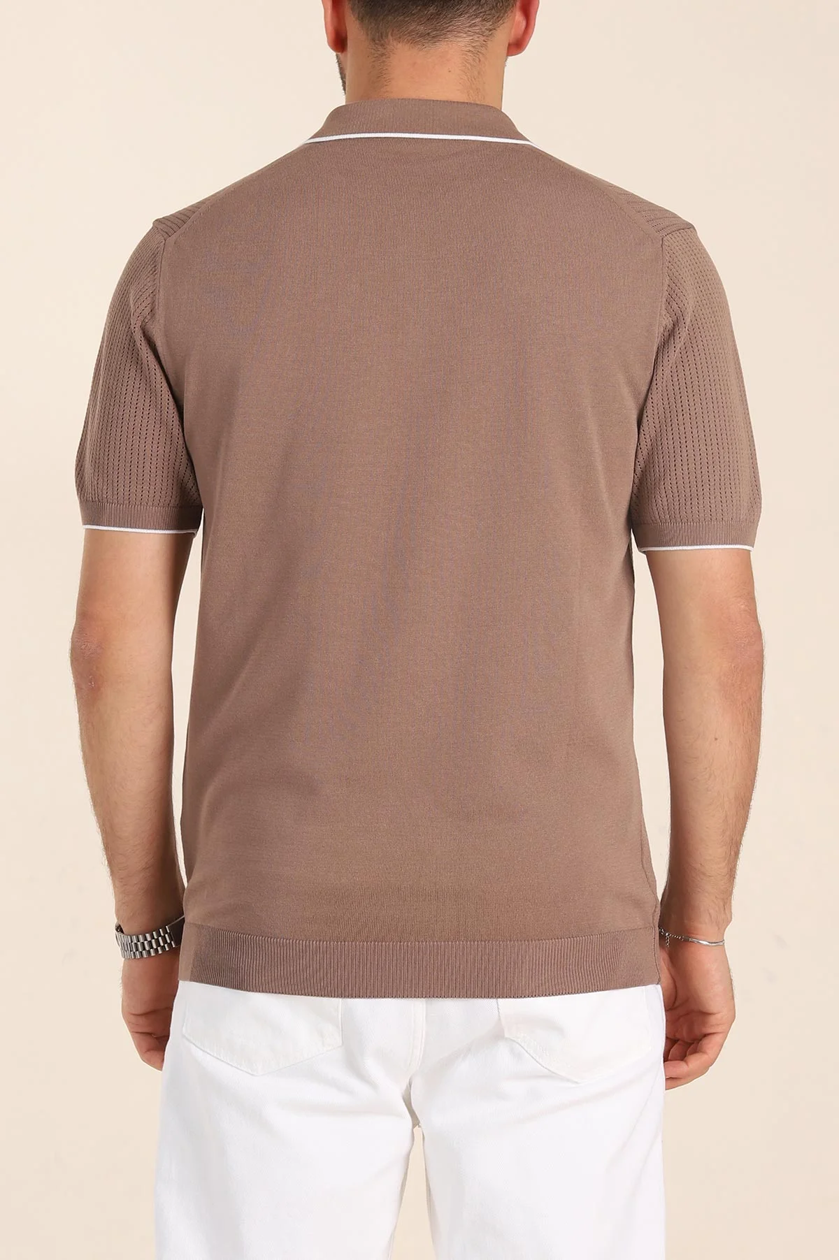 Vizon Slim Fit Fermuarlı Polo Yaka Kısa Kollu Erkek Triko Tişört 338565