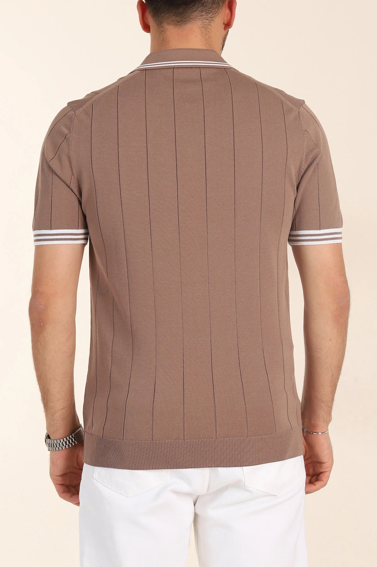 Vizon Slim Fit Likralı Fermuarlı Polo Yaka Kısa Kollu Triko Tişört 338555