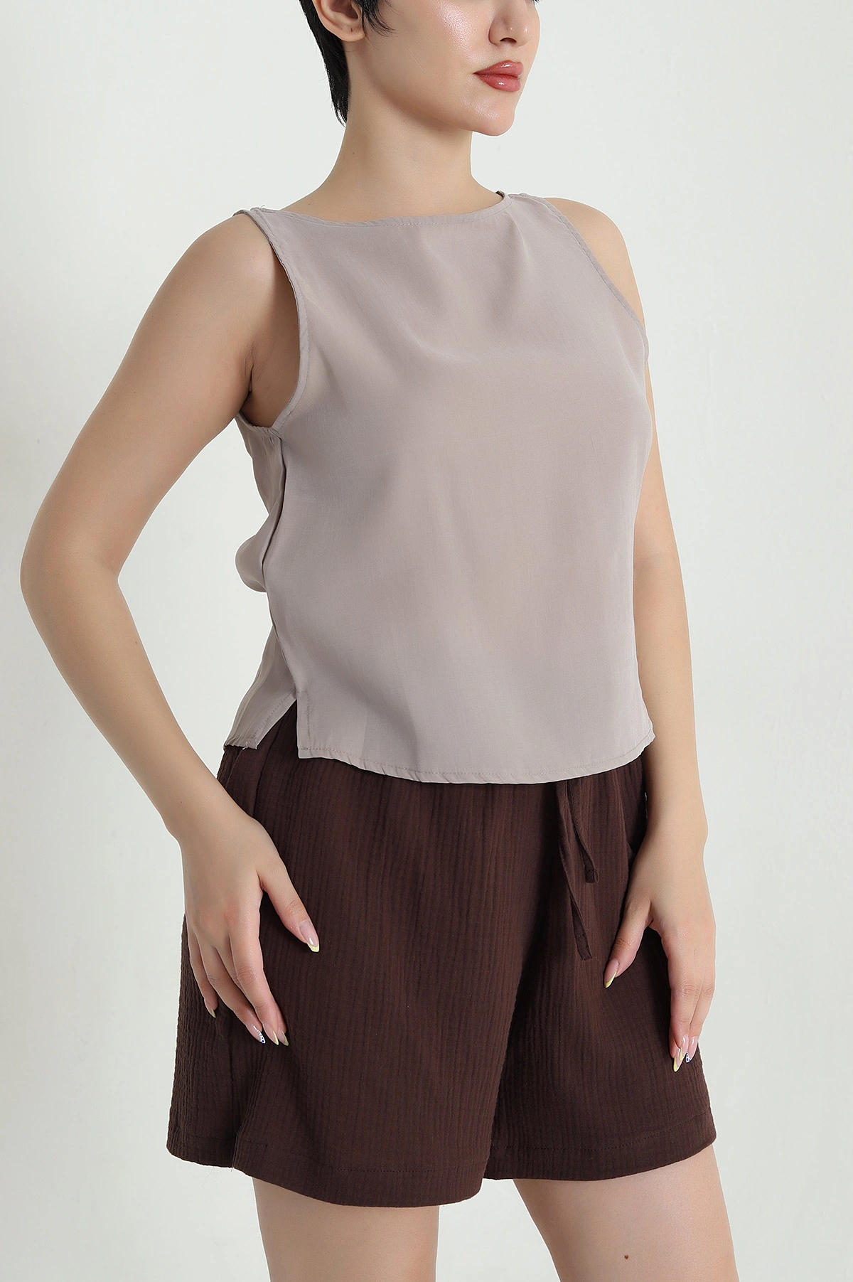 Vizon Tensel Modal Kolsuz Kadın Bluz 470076