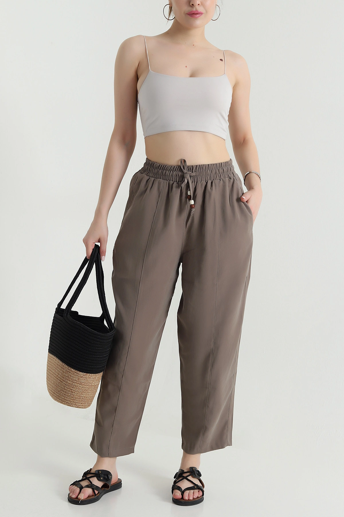 Vizon Twil Modal Beli Lastikli Kadın Pantolon 473666