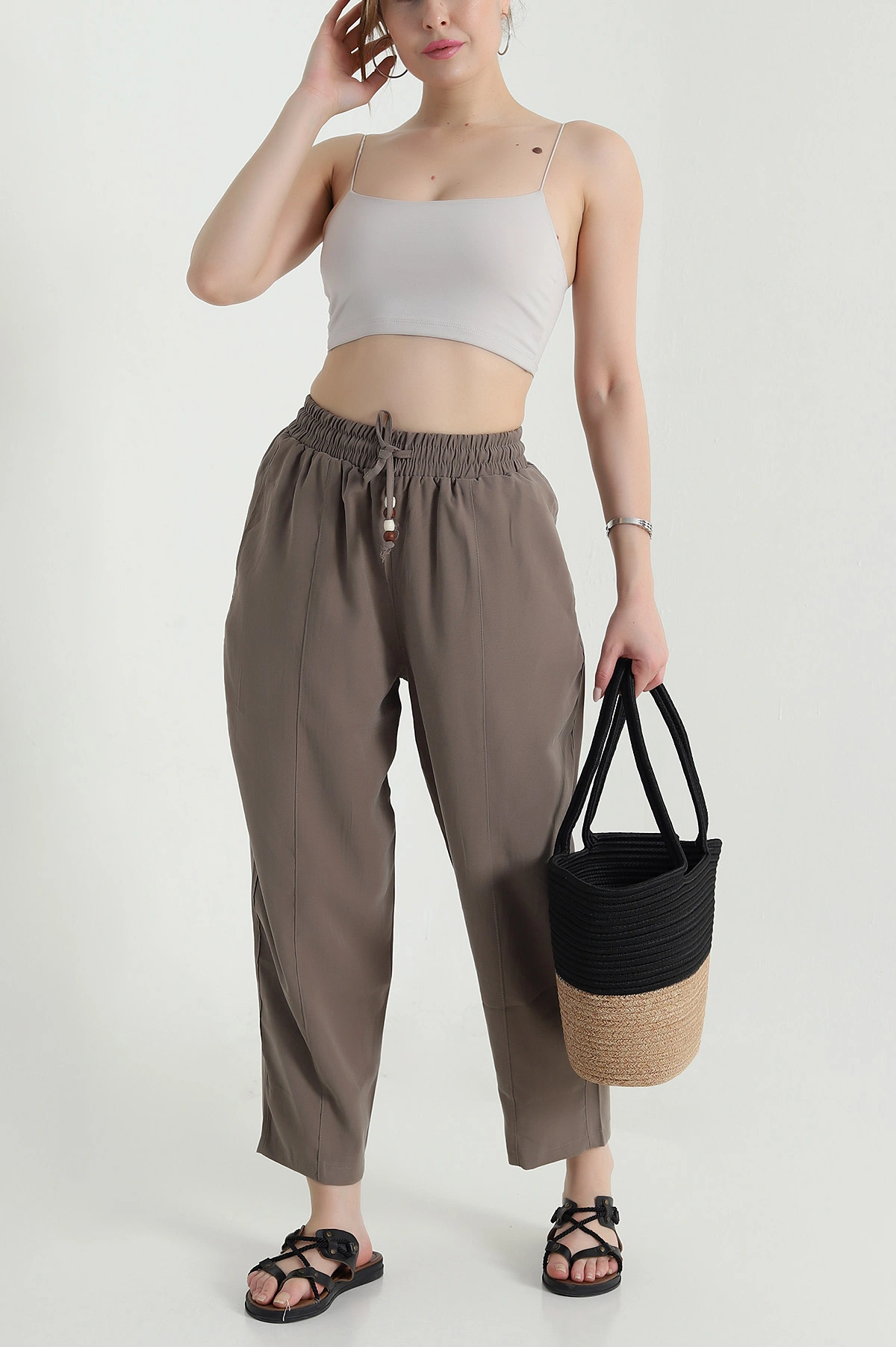 Vizon Twil Modal Beli Lastikli Kadın Pantolon 473666