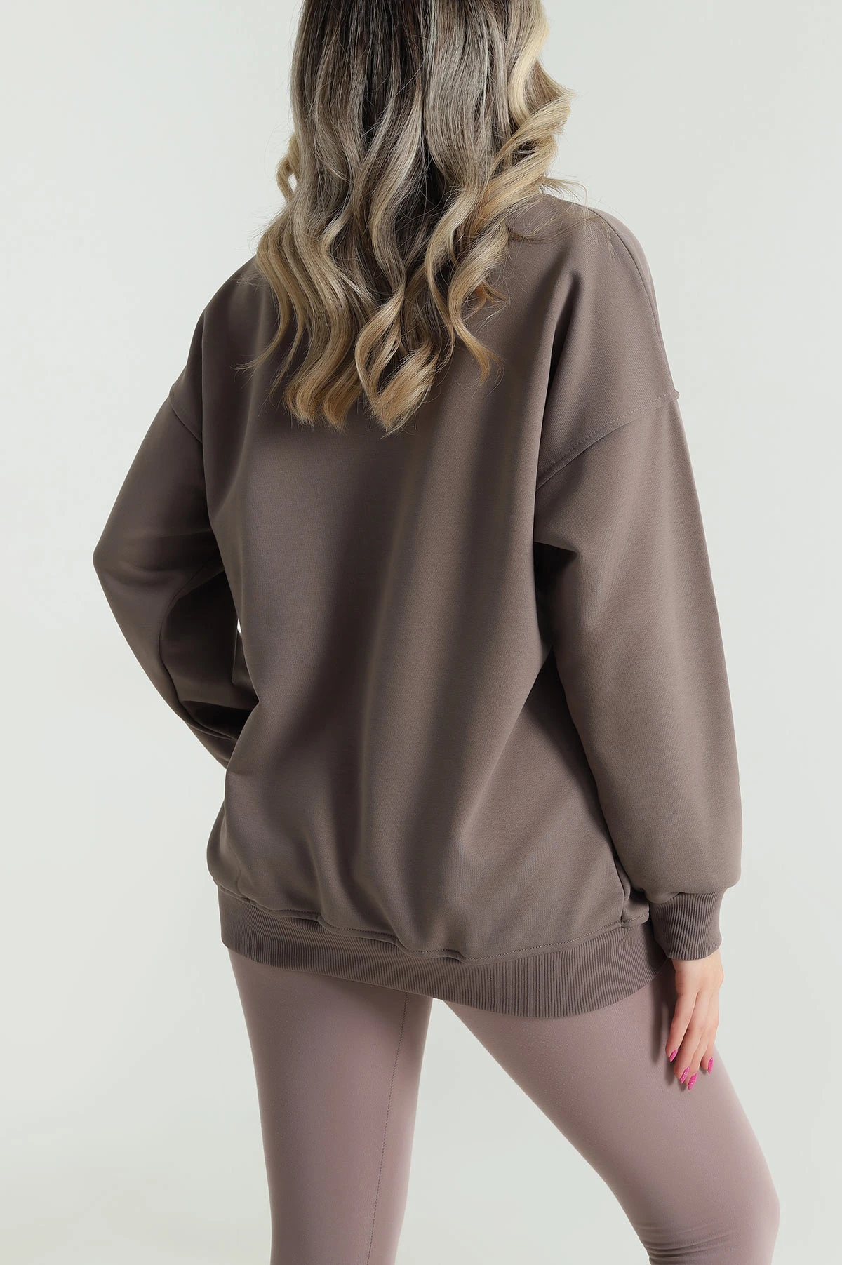 Vizon Üç İp Bisiklet Yaka Kadın Sweat 483666