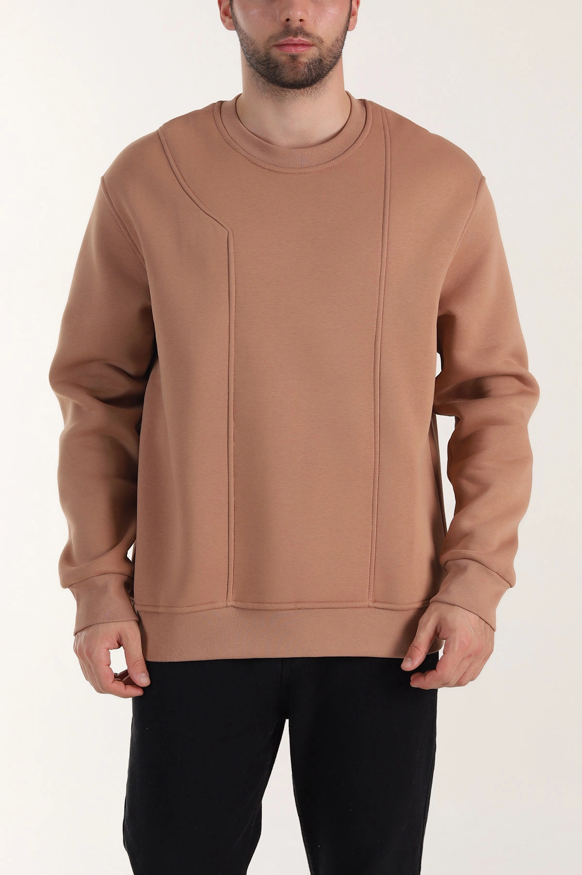 Vizon Üç İp Şardonlu Bisiklet Yaka Erkek Sweatshirt 410908
