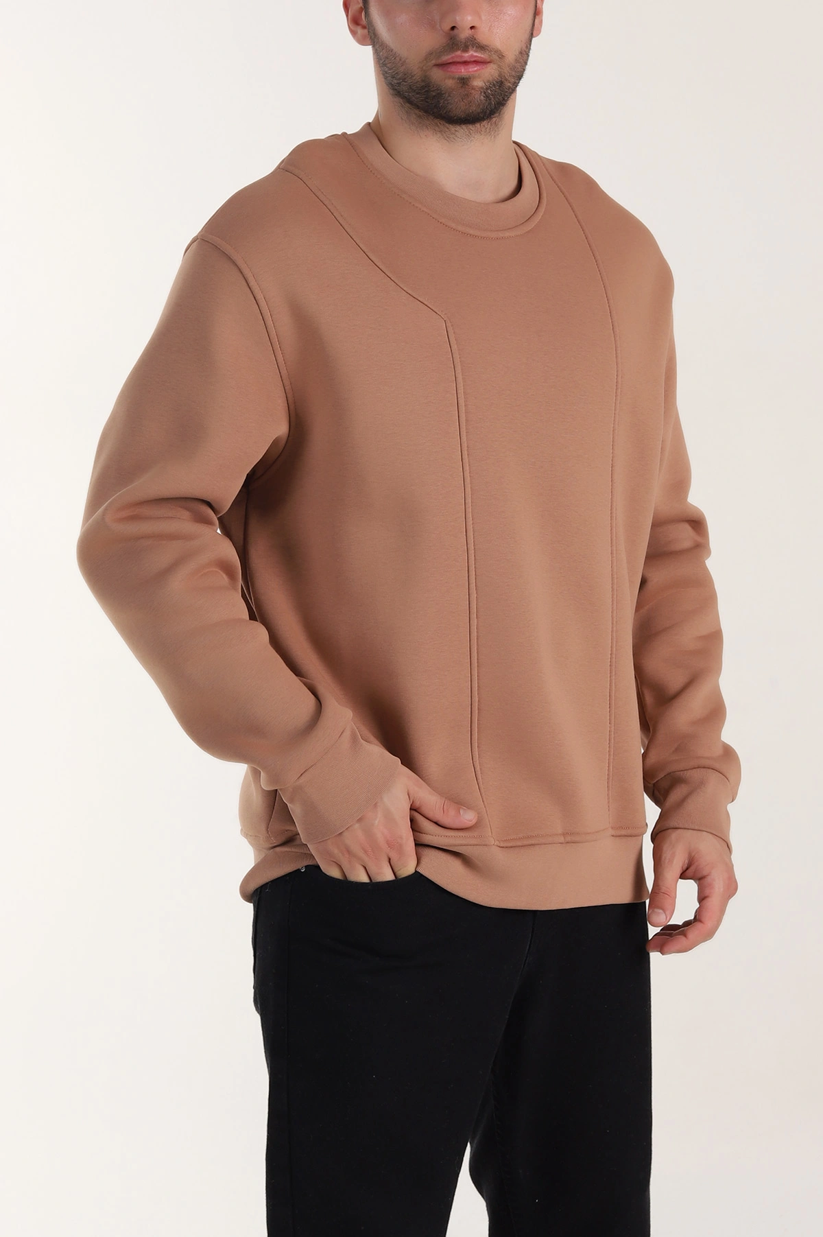 Vizon Üç İp Şardonlu Bisiklet Yaka Erkek Sweatshirt 410908