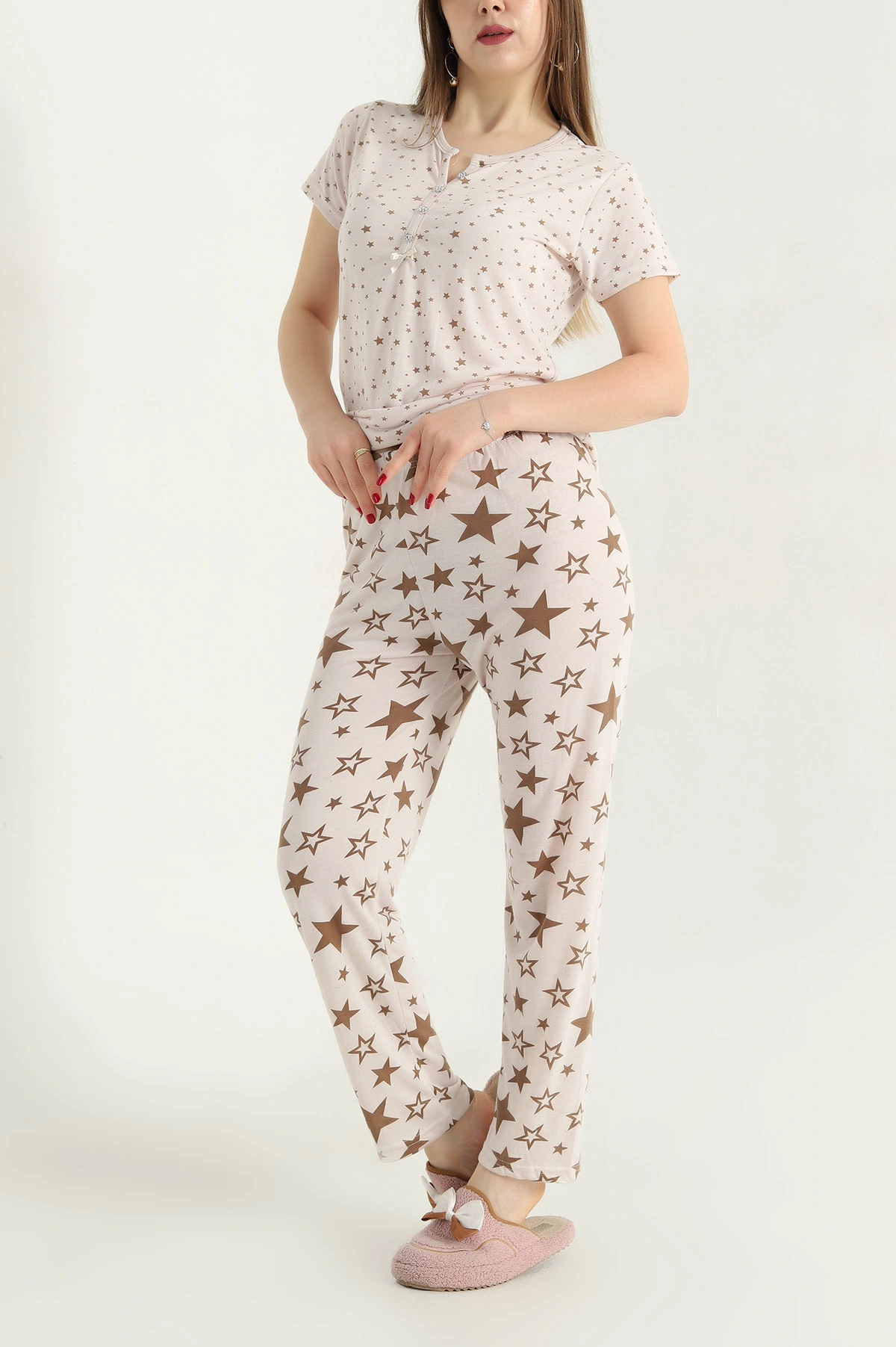 Vizon Viskon Kısa Kol Bayan Pijama Takımı 338233